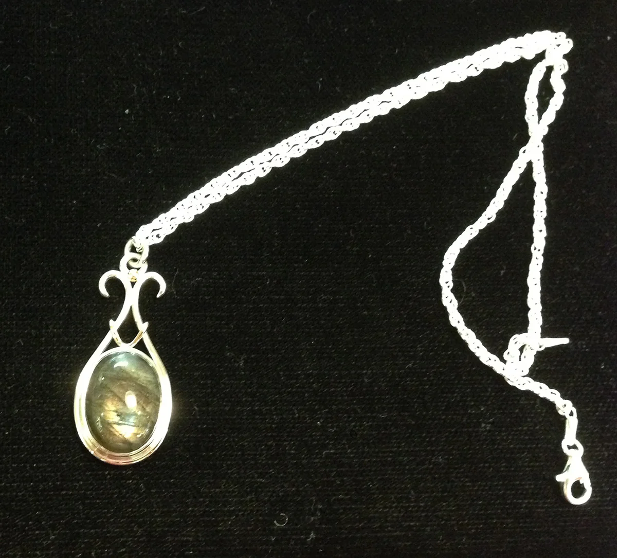 My birthday present this year, a Labradorite pendant bought on vacation.
