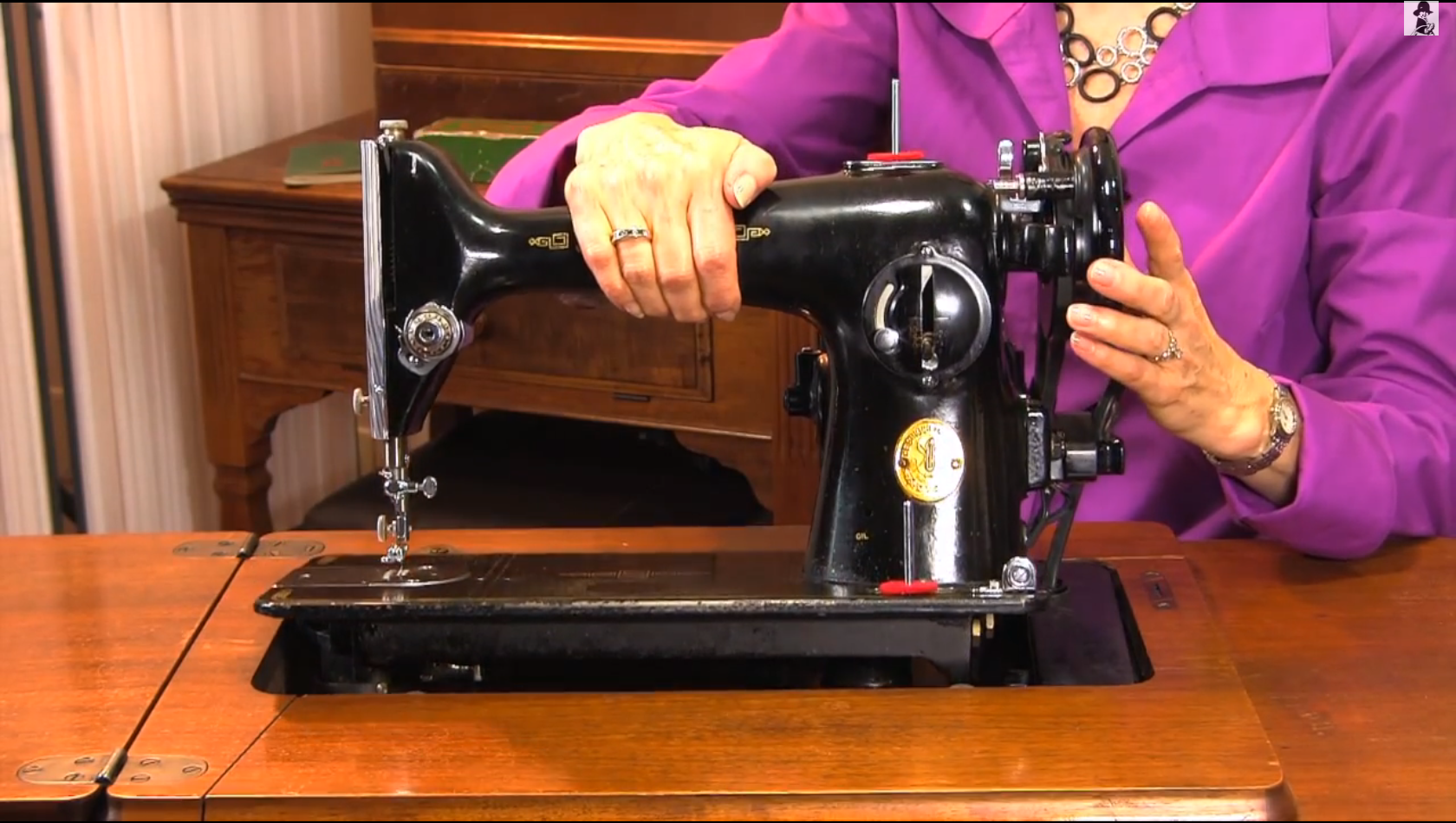 Singer 201 has a large harp space, perfect for free motion quilting - and the feed dogs drop too!