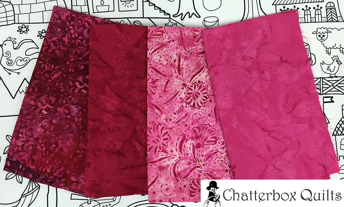  Lovely shades of red and pink batiks for the heart appliqués