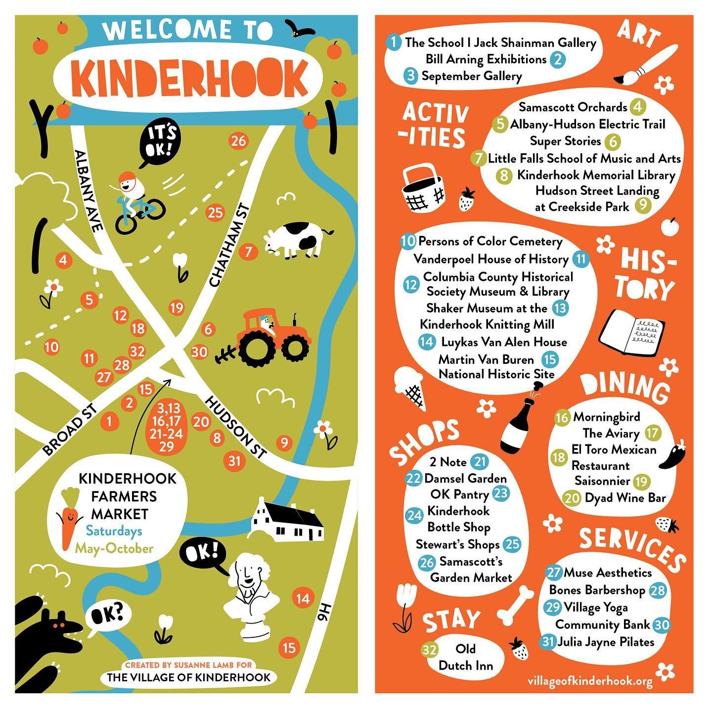 I had such a fun time making the rack card for the lovely little @villageofkinderhook and it&rsquo;s been even more fun seeing it out around the village in all my favorite spots! 🤗 Thanks @okvillage for the opportunity! 🧡
