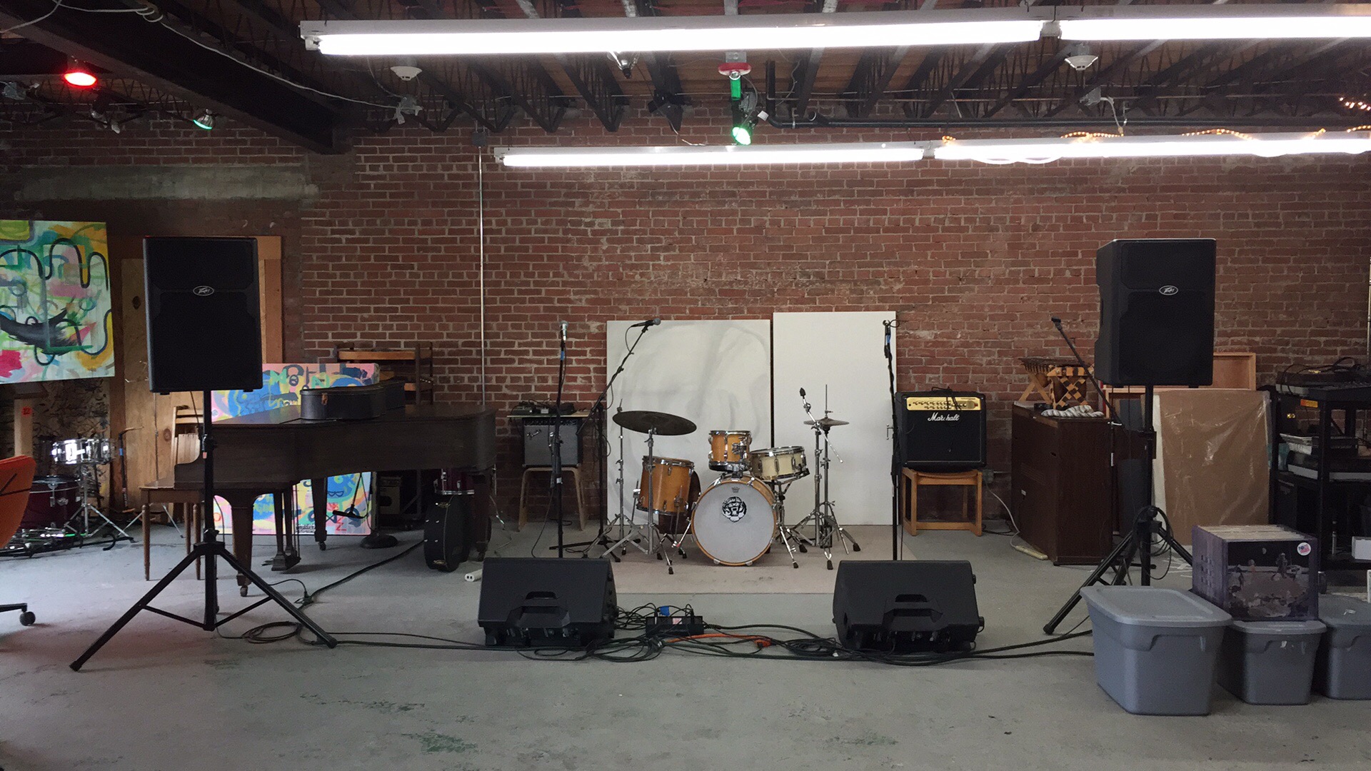 Check out the new stage arrangement, allowing for better integration of the piano on stage left.