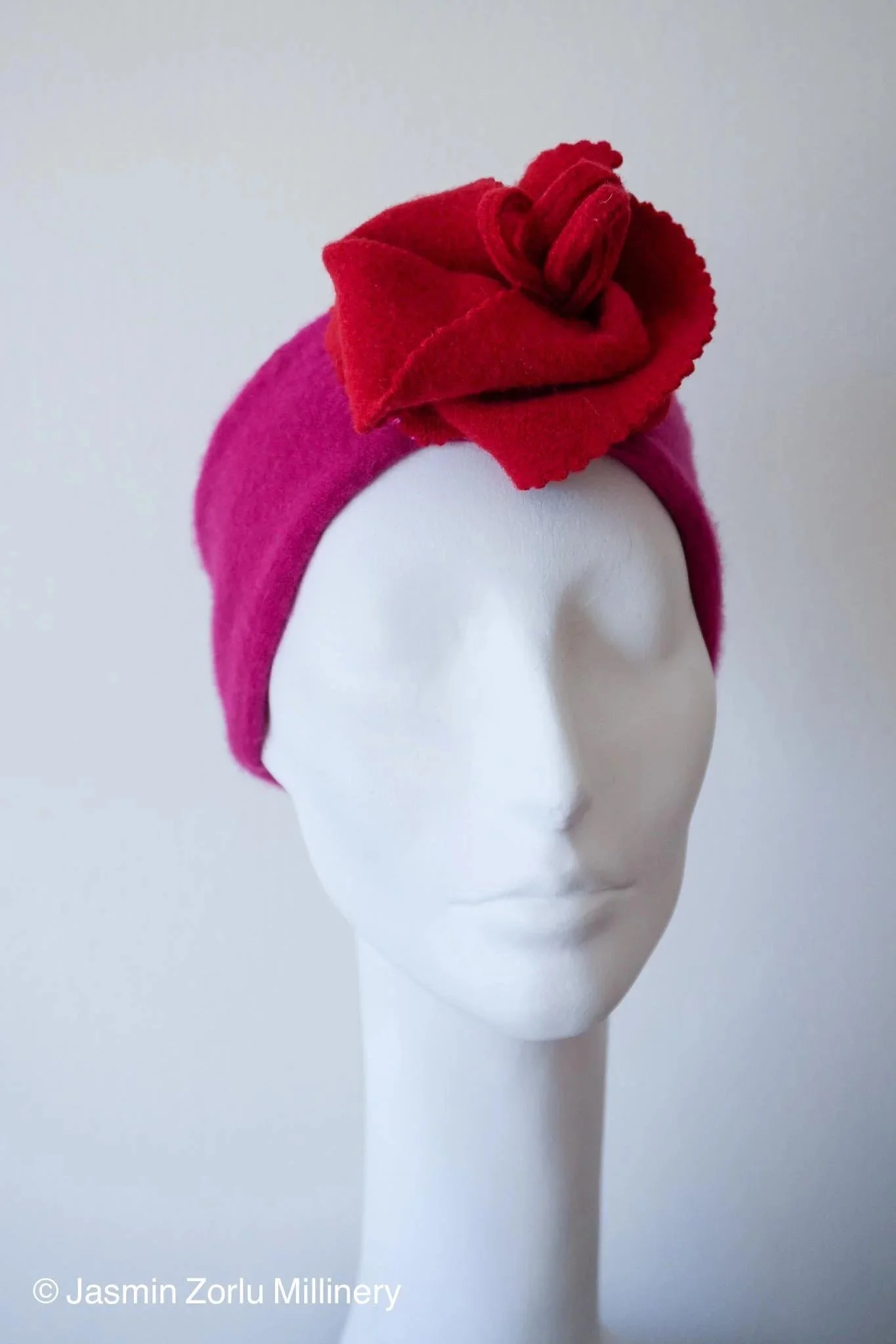 Eco Cashmere Rose Headband in fuchsia