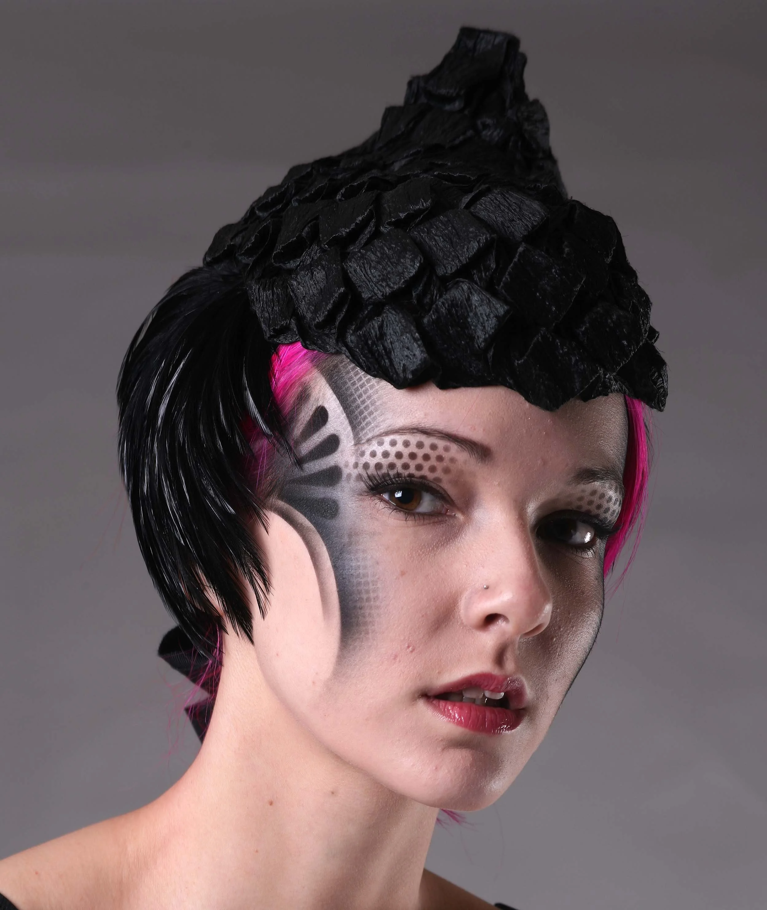 Raven Fascinator of Vintage Paper Braid with Feathers by Jasmin Zorlu, photo by Kyle Hailey, 2010