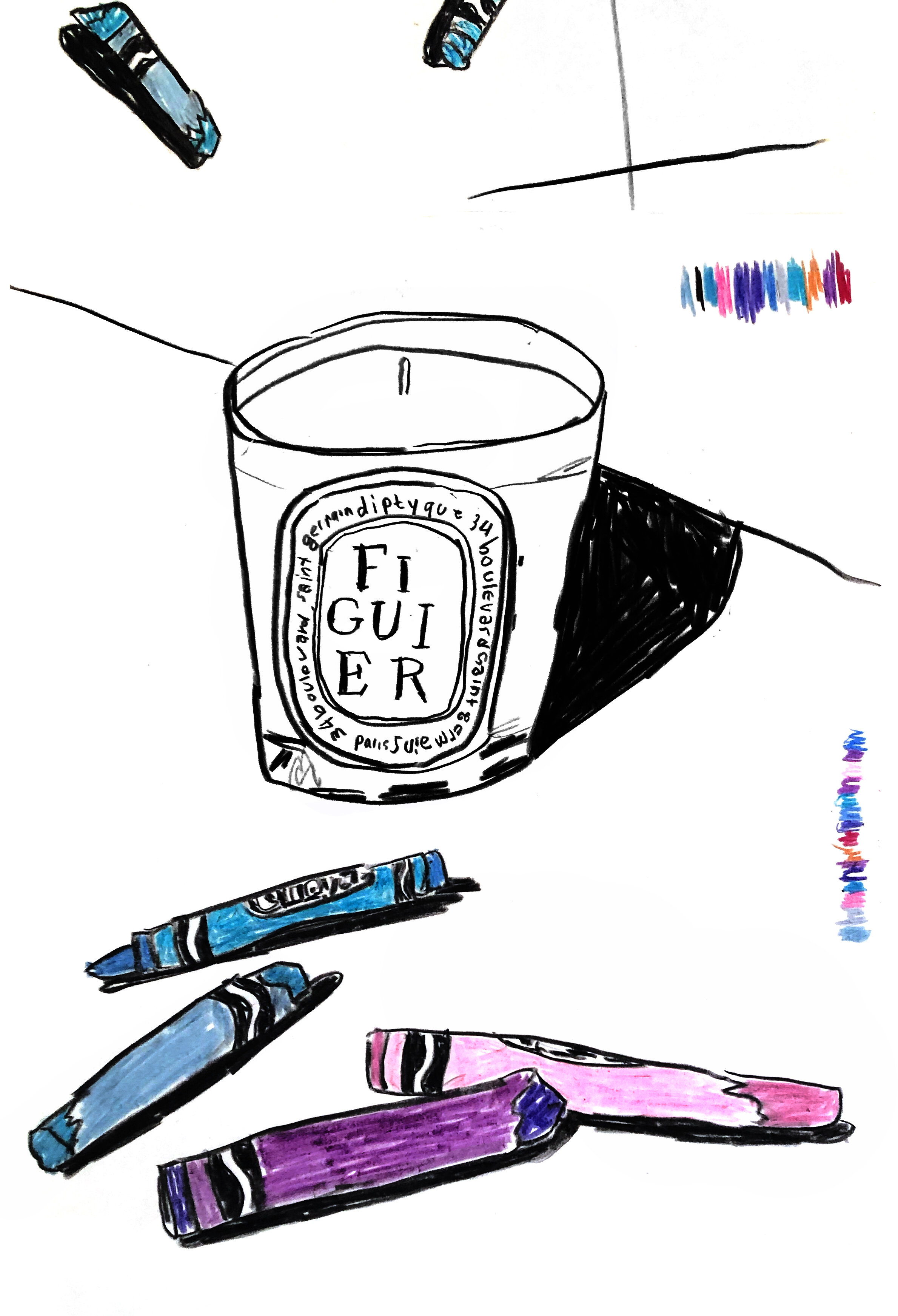 Diptyque Candle and Crayons