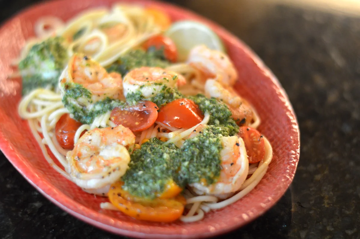 Shrimp Pomodoro with Chimichurri Sauce