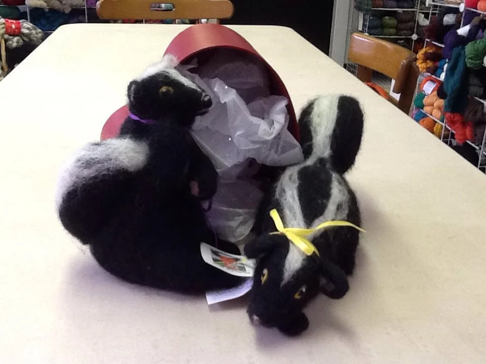 Needle Felted Skunk with Cindy