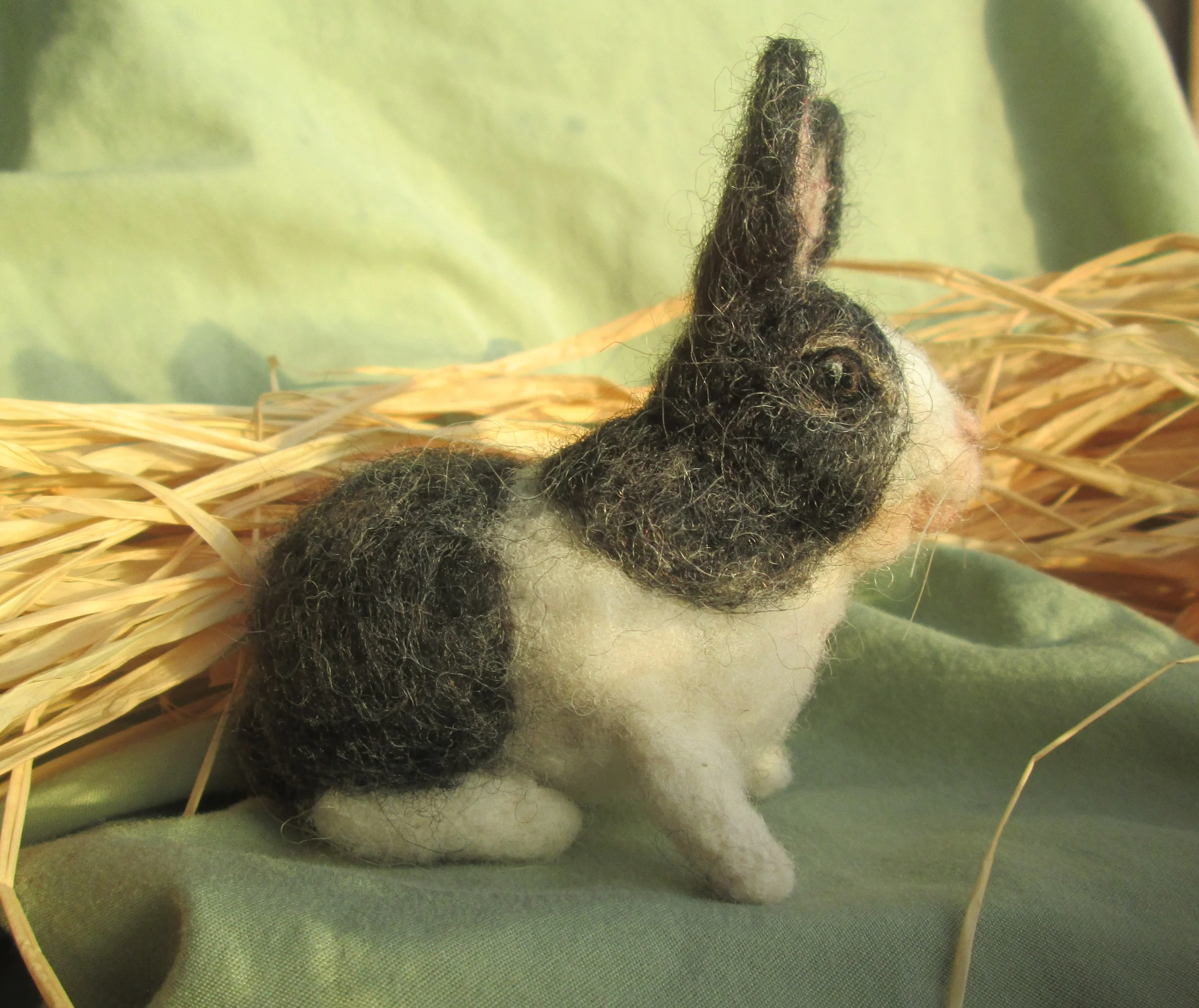 Needle Felted Rabbit with Prin