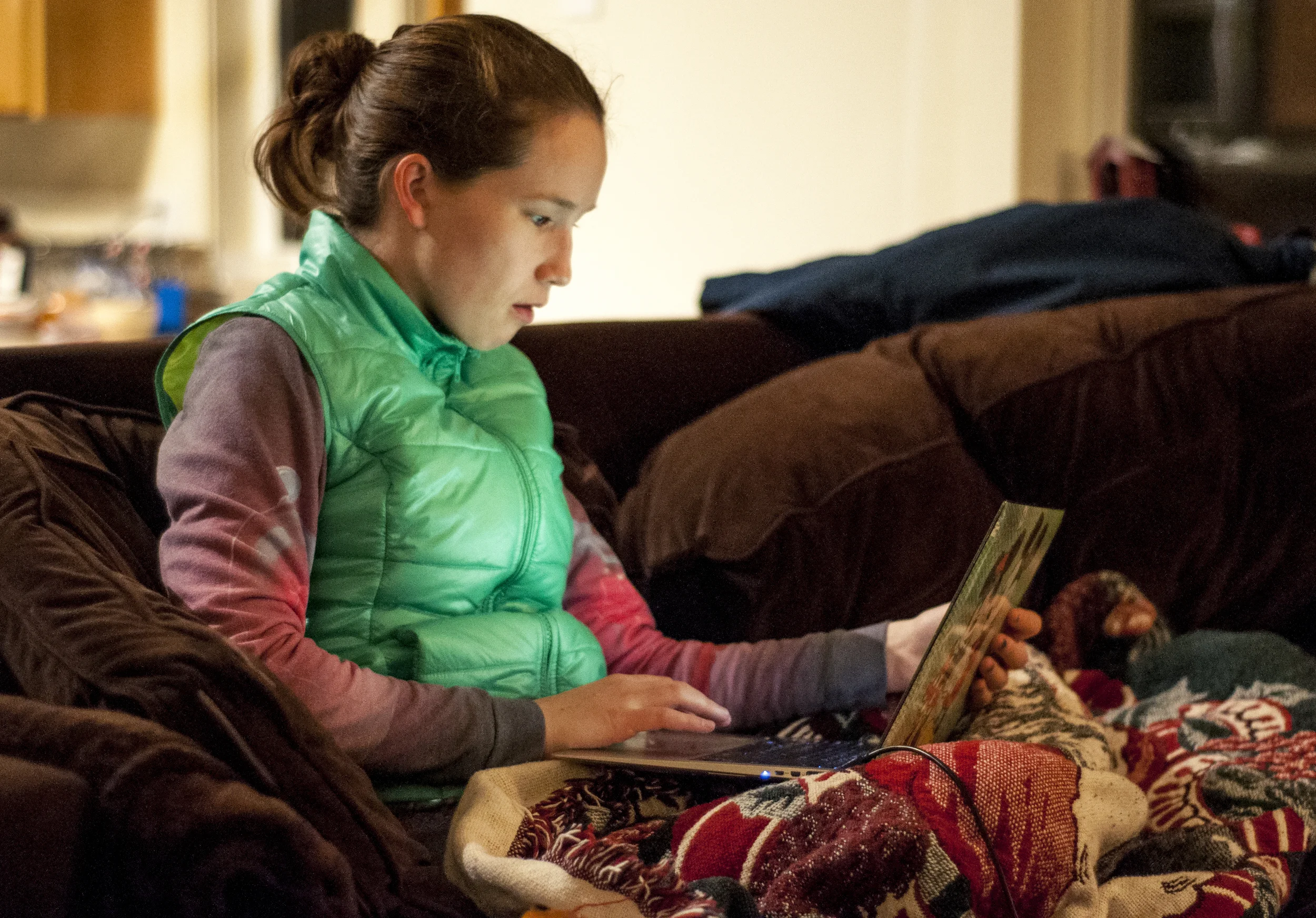 With the end of fall term fast-approaching, Jenny Horn, a senior at the University of Oregon, works on a final project for her computer science major.