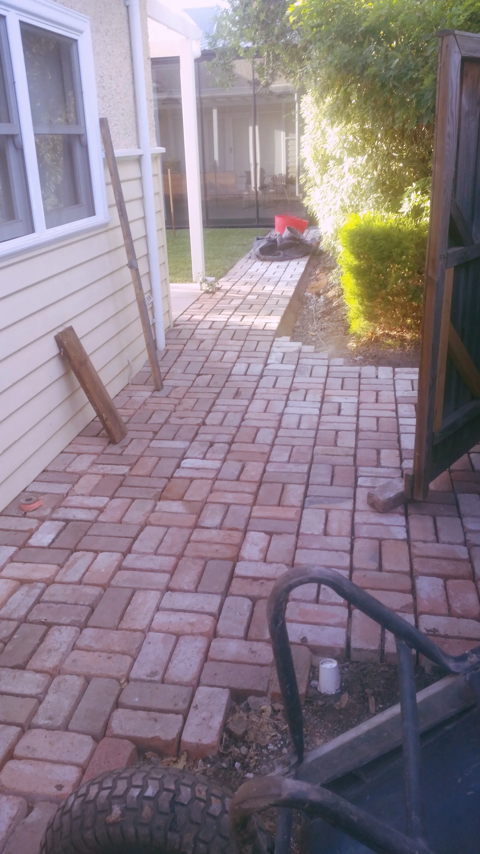recycled brick pathway