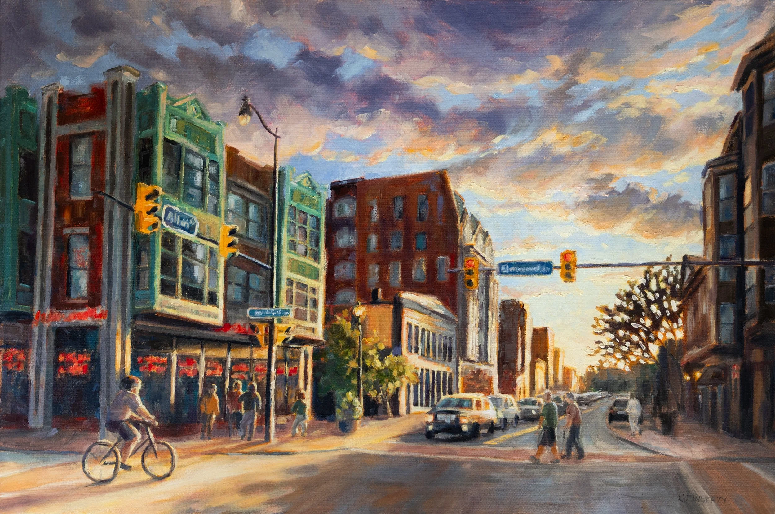Oil Painting of Allentown Buffalo Intersection