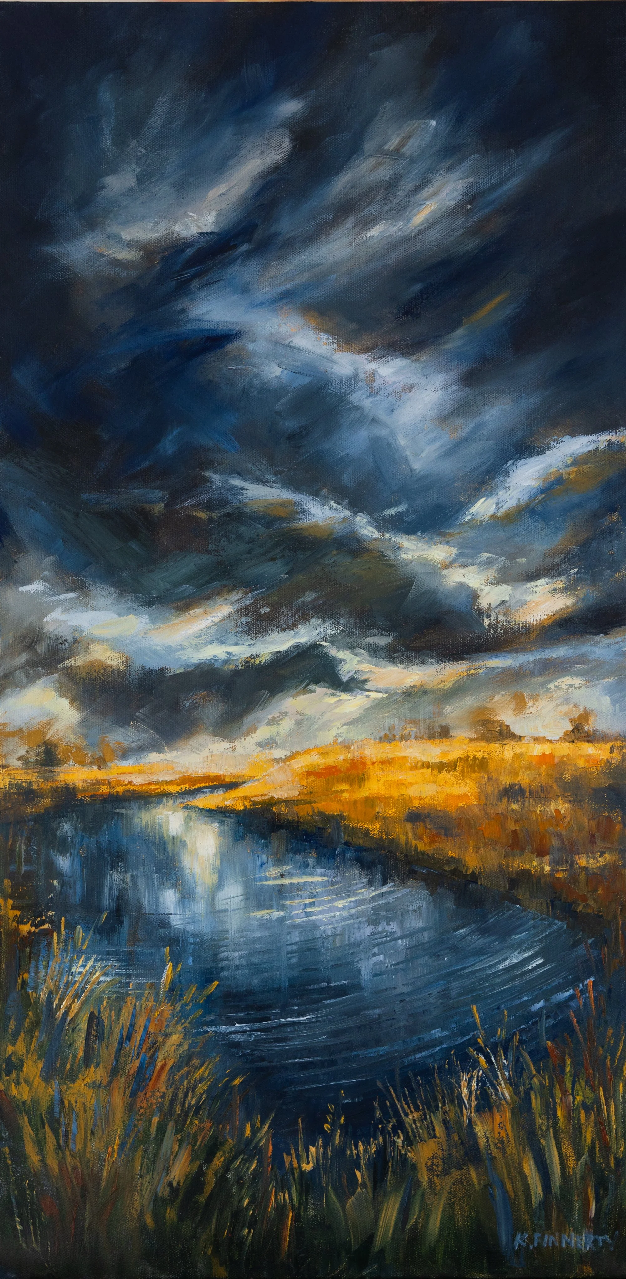 Contemporary Impressionist Oil Painting of Stormy Outer Harbor Buffalo