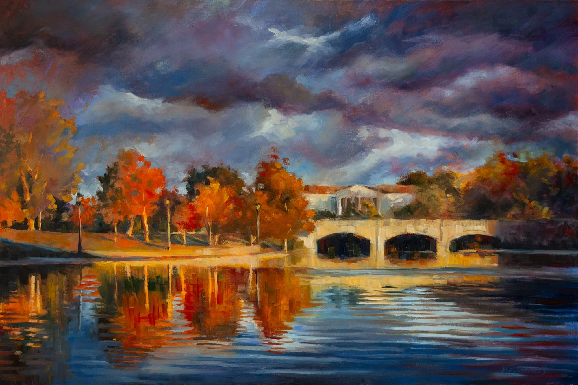 Original Impressionist Oil Painting of Buffalo Hoyt Lake