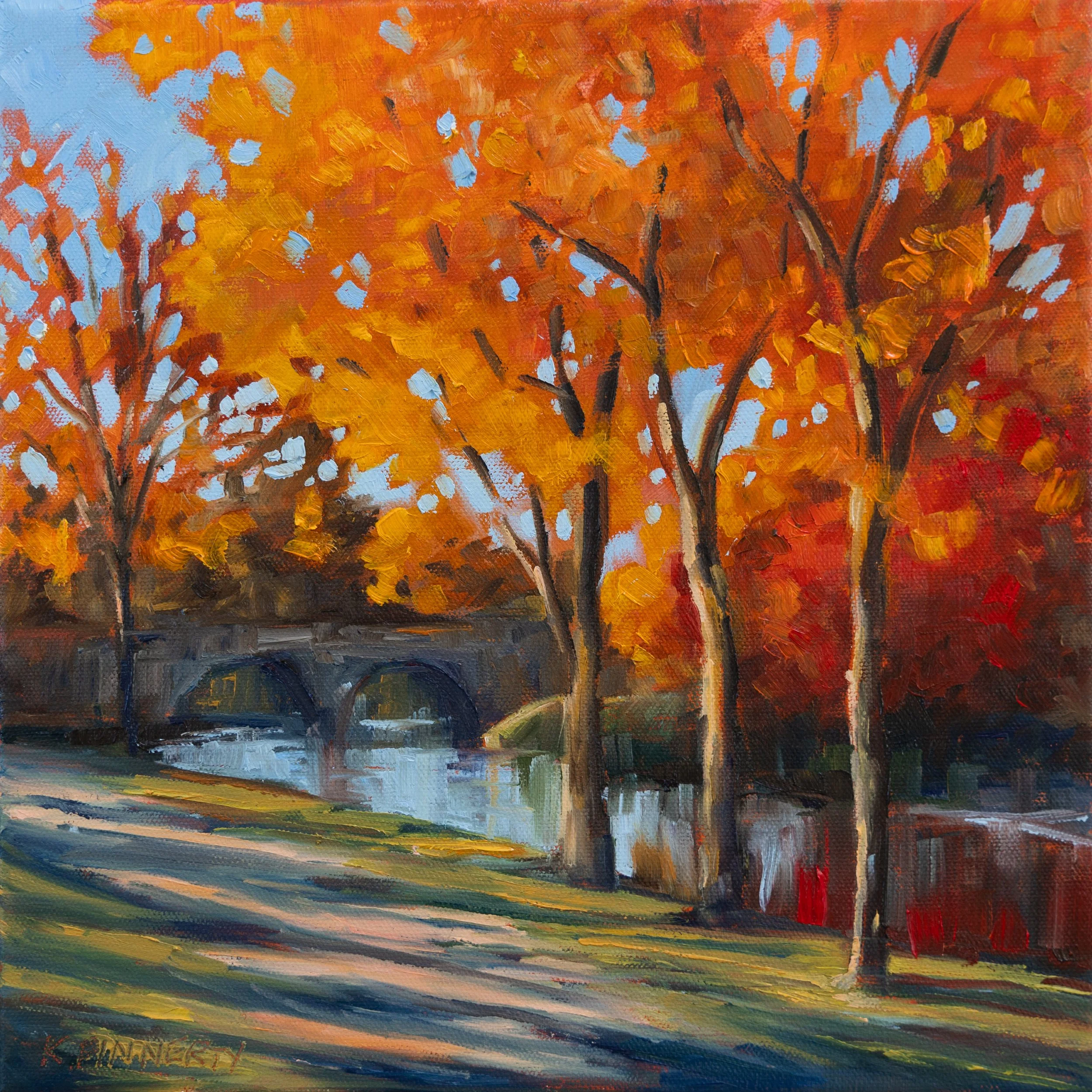Forest Lawn Cemetery at Peak Foliage Oil Painting