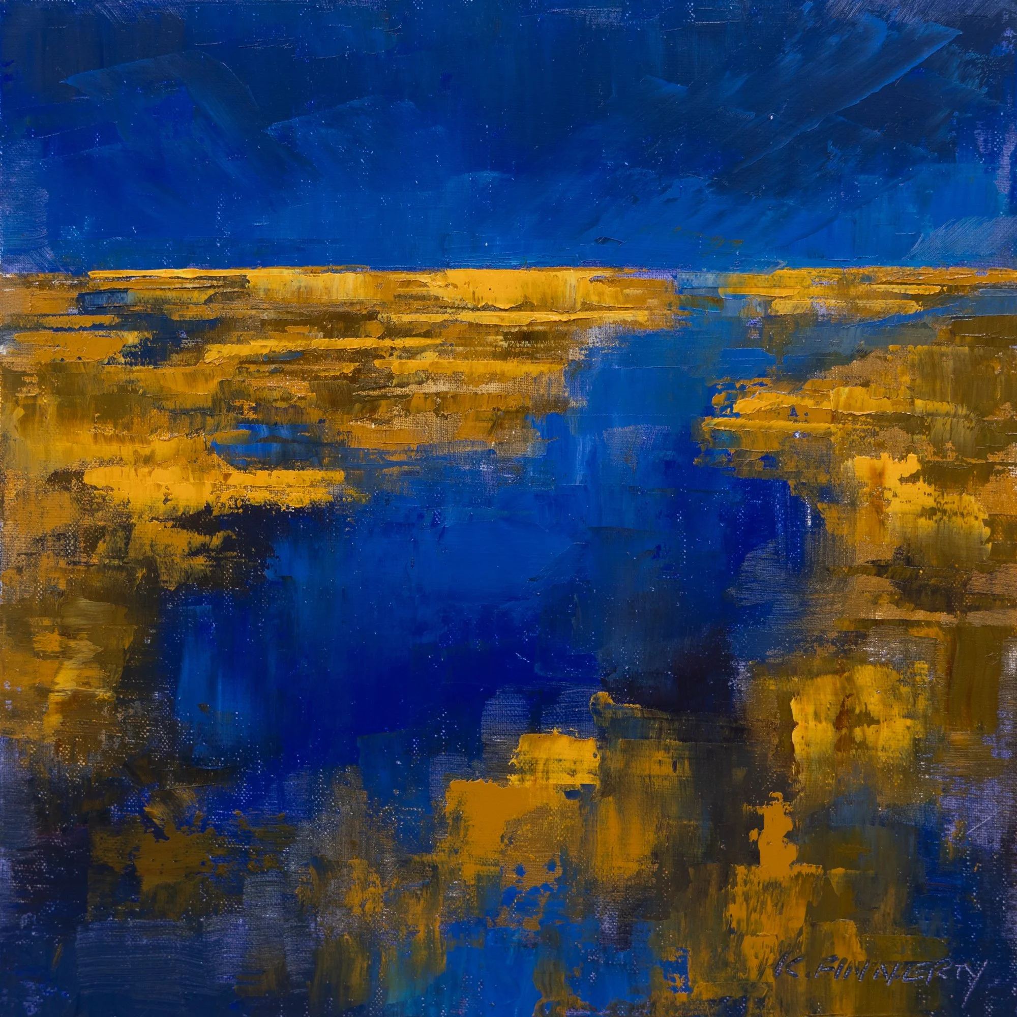 Golden Marsh II Impressionist Abstract Oil Painting