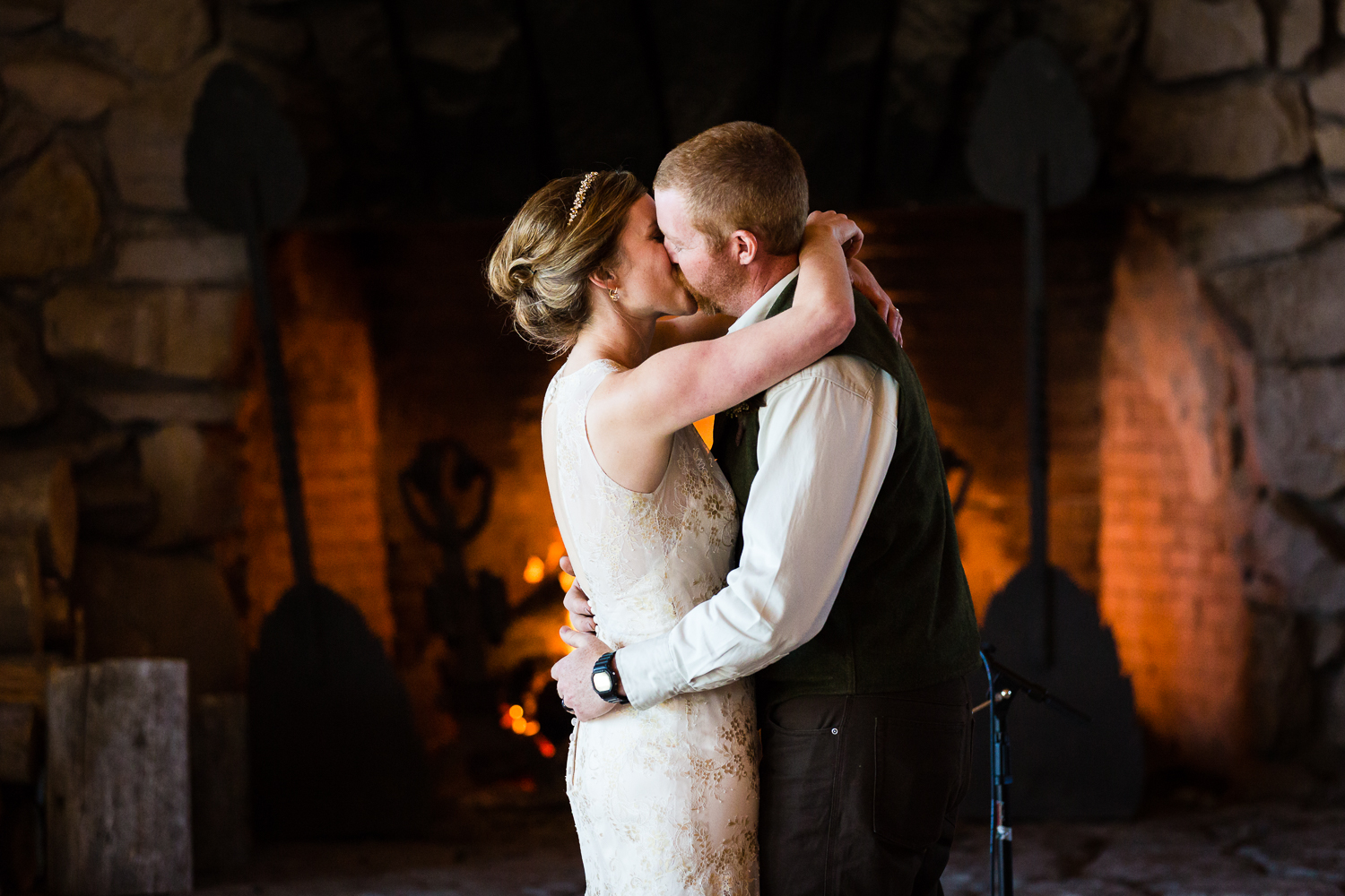 Yellowstone Wedding Becky Brockie Photography Ceremony Kiss