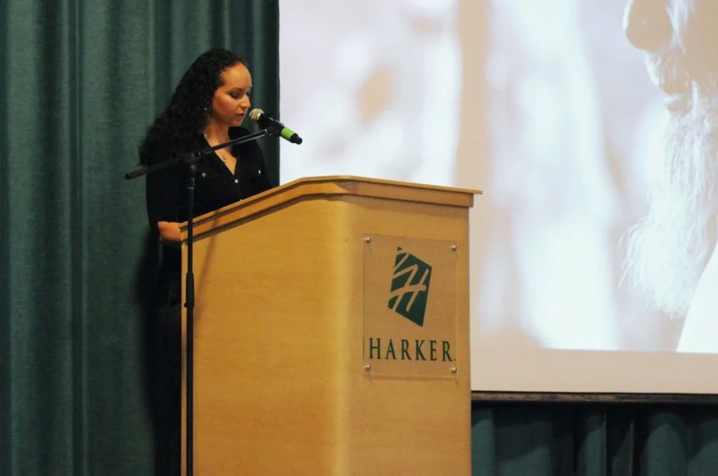Speaking at The Harker School in San Jose, California, 2011.