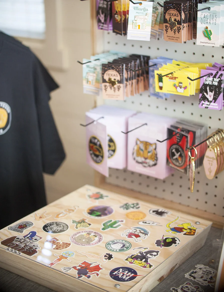 Fresherthan's pins, patches, and stickers.