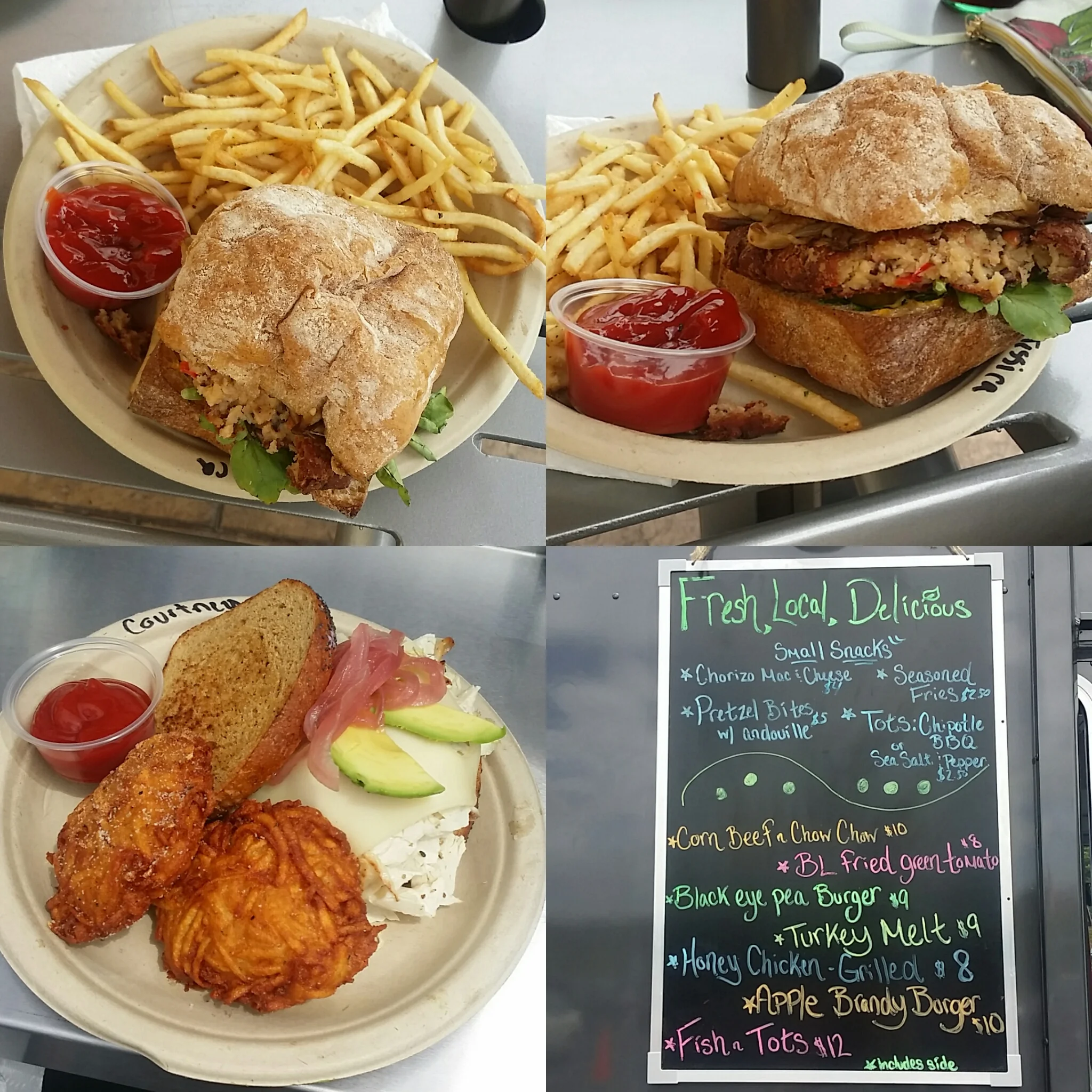 Assorted dishes and menu