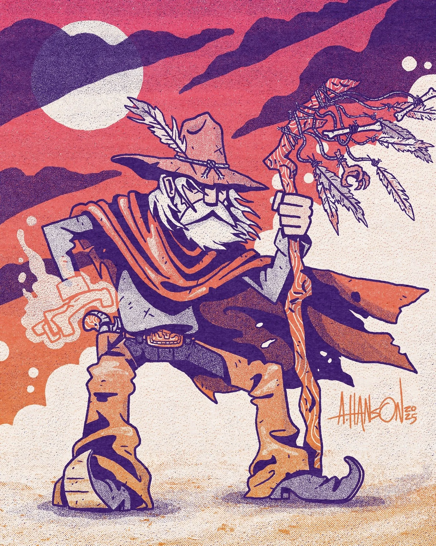He ain't as quick of a draw as he used ta be, but don't fret none, he's got a spell fer that too

WESTERN WIZARD
Part of the super fun #wiztober2025 prompt list by the uber talented @uppermindink 

Drawn with @retrosupply brushes

#AdamHansonCo #AHCO