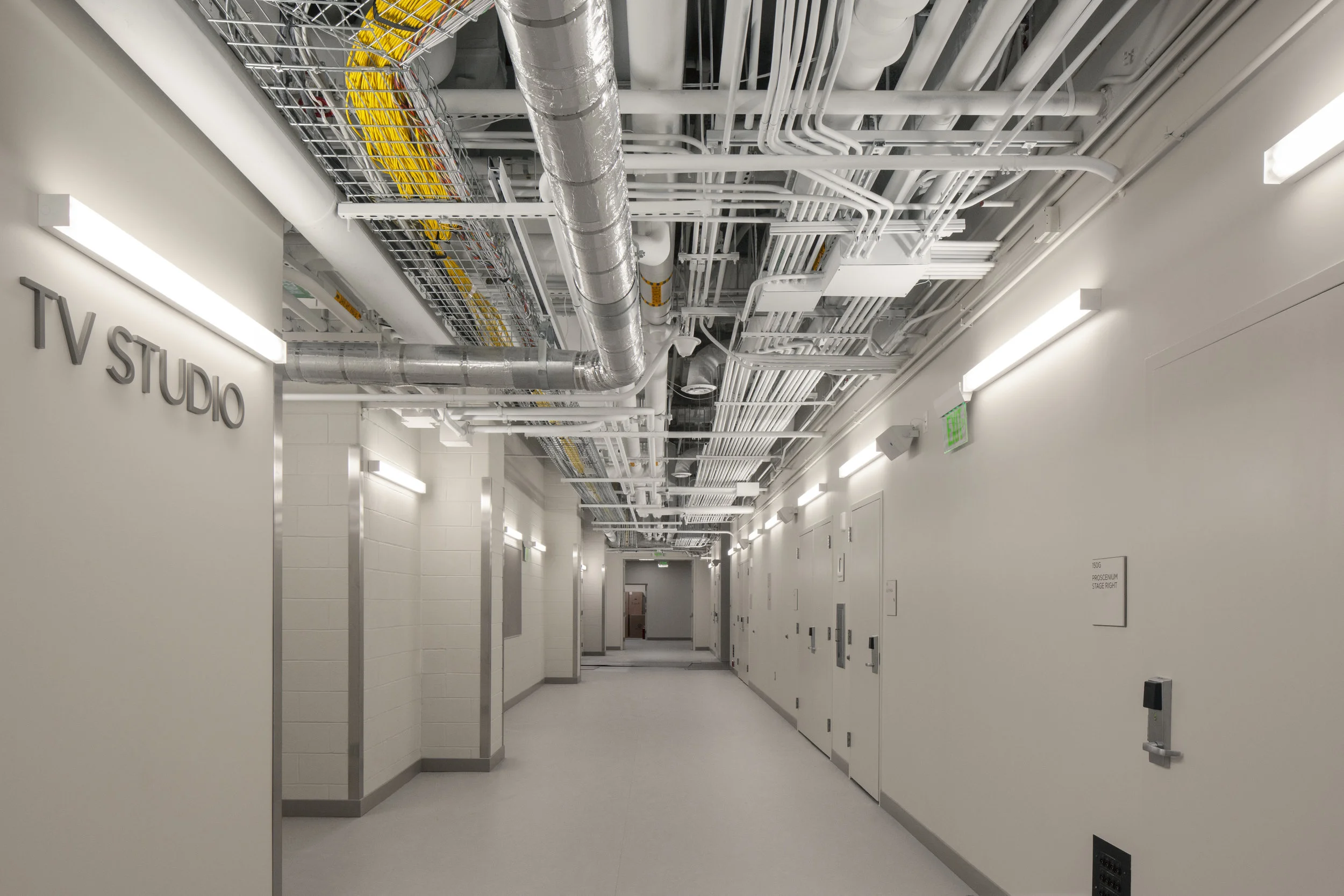 Prince George’s Community College, Performing Arts Center in Largo, MD. Architectural photograph of academic spaces and theater spaces. Melissa Newman.