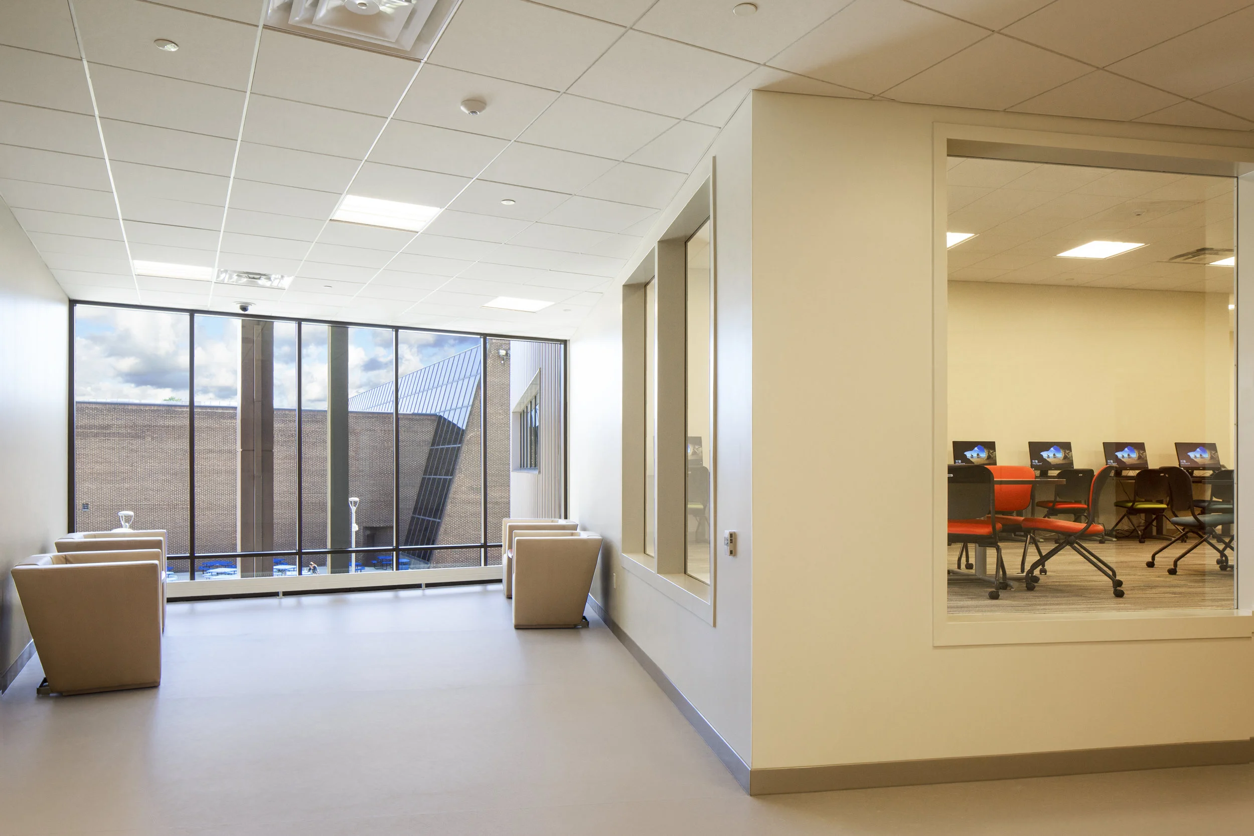 Prince George’s Community College, Performing Arts Center in Largo, MD. Architectural photograph of academic spaces and theater spaces. Melissa Newman.