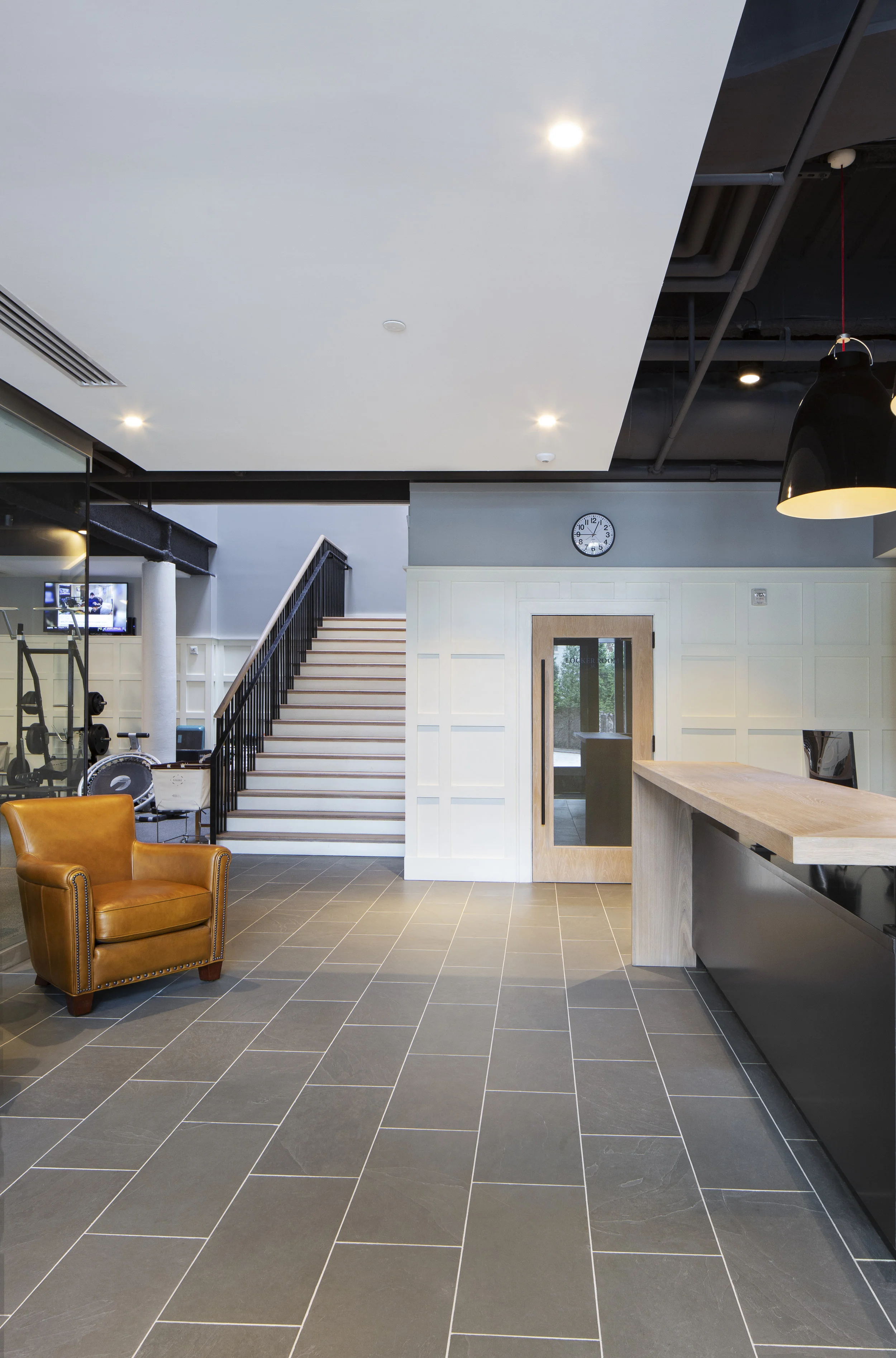 Historic fitness club and cocktail lounge in Baltimore, MD. Architectural photography. Melissa Newman.