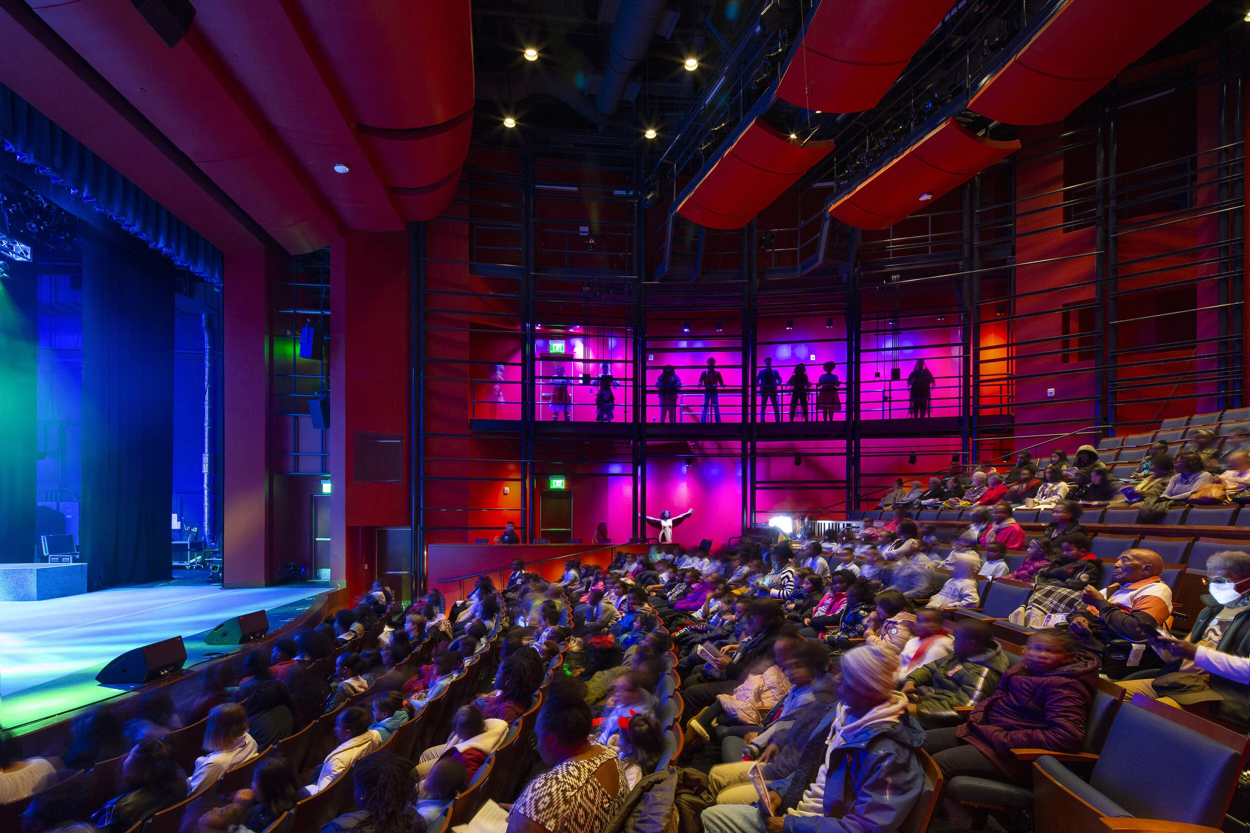 Prince George’s Community College - Center for Performing Arts. Architectural photography by Melissa Newman. Maryland based architectural photographer. Performance piece: The Wiz