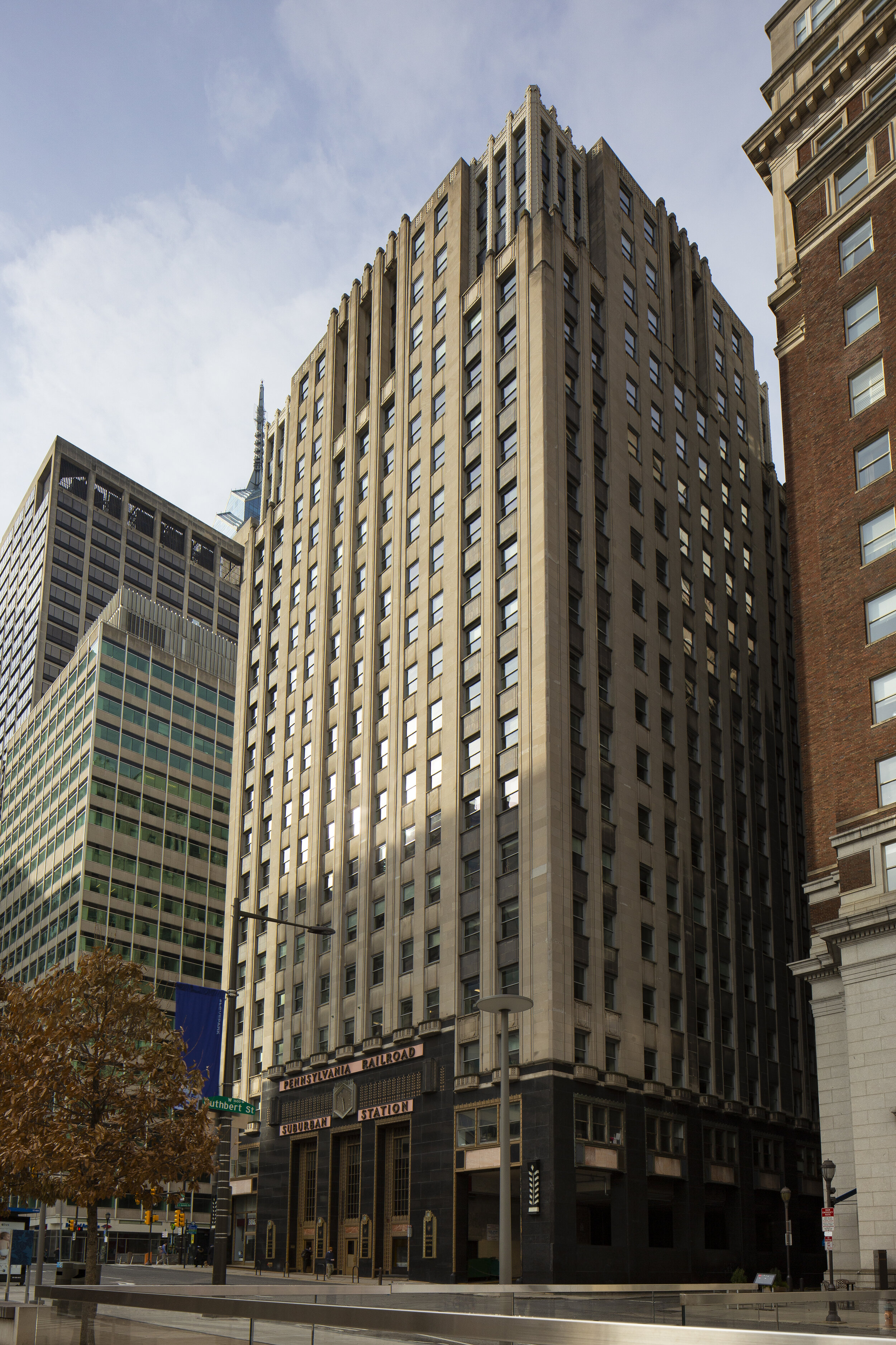 Pennsylvania Railroad Suburban Station. Architectural photograph by Melissa Newman.This station is an art deco office building and underground commuter rail station in Penn Center, Philadelphia.