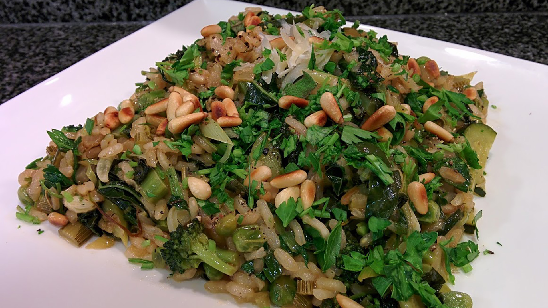 Green Garlic-chive & Kale Risotto