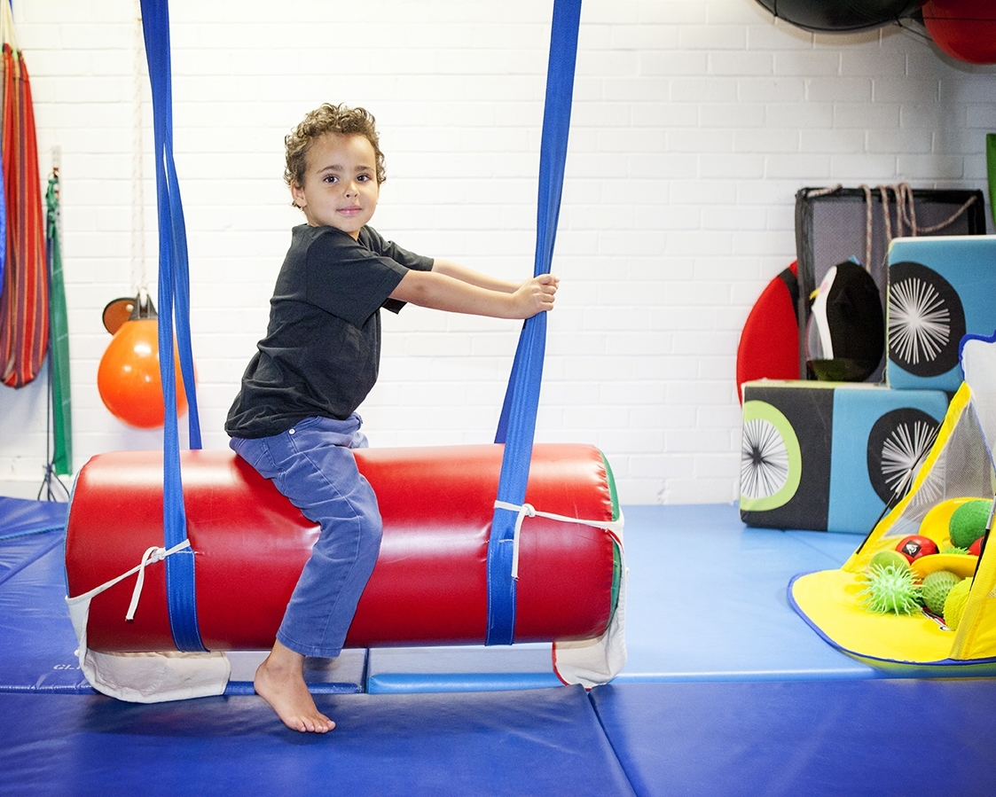 Bolster swing balance, vestibular input, sequence and rhythm