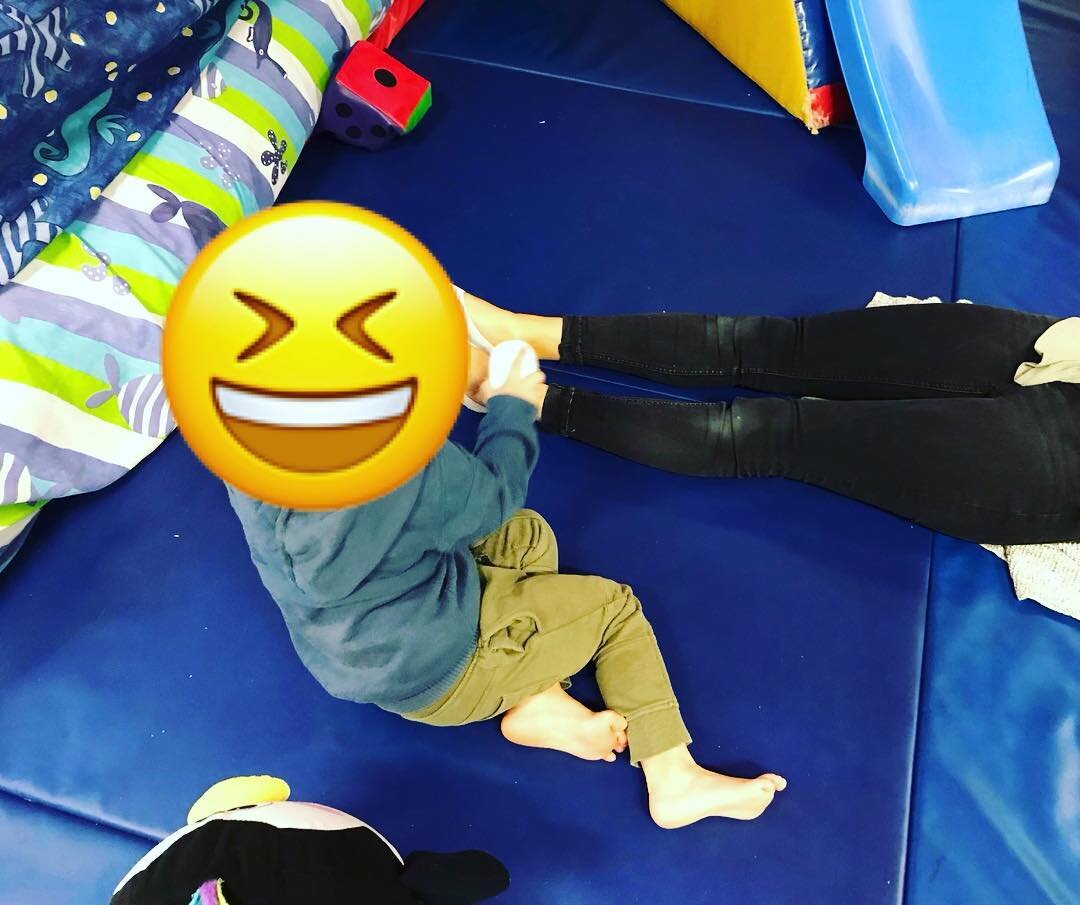 Little OT showing our big OT how it&rsquo;s done ✅ The Wilbargar Protocol (Brushing Therapy) for sensory integration is used as part of a sensory therapy program which involves brushing the body with a small surgical brush throughout the day. It&rsqu
