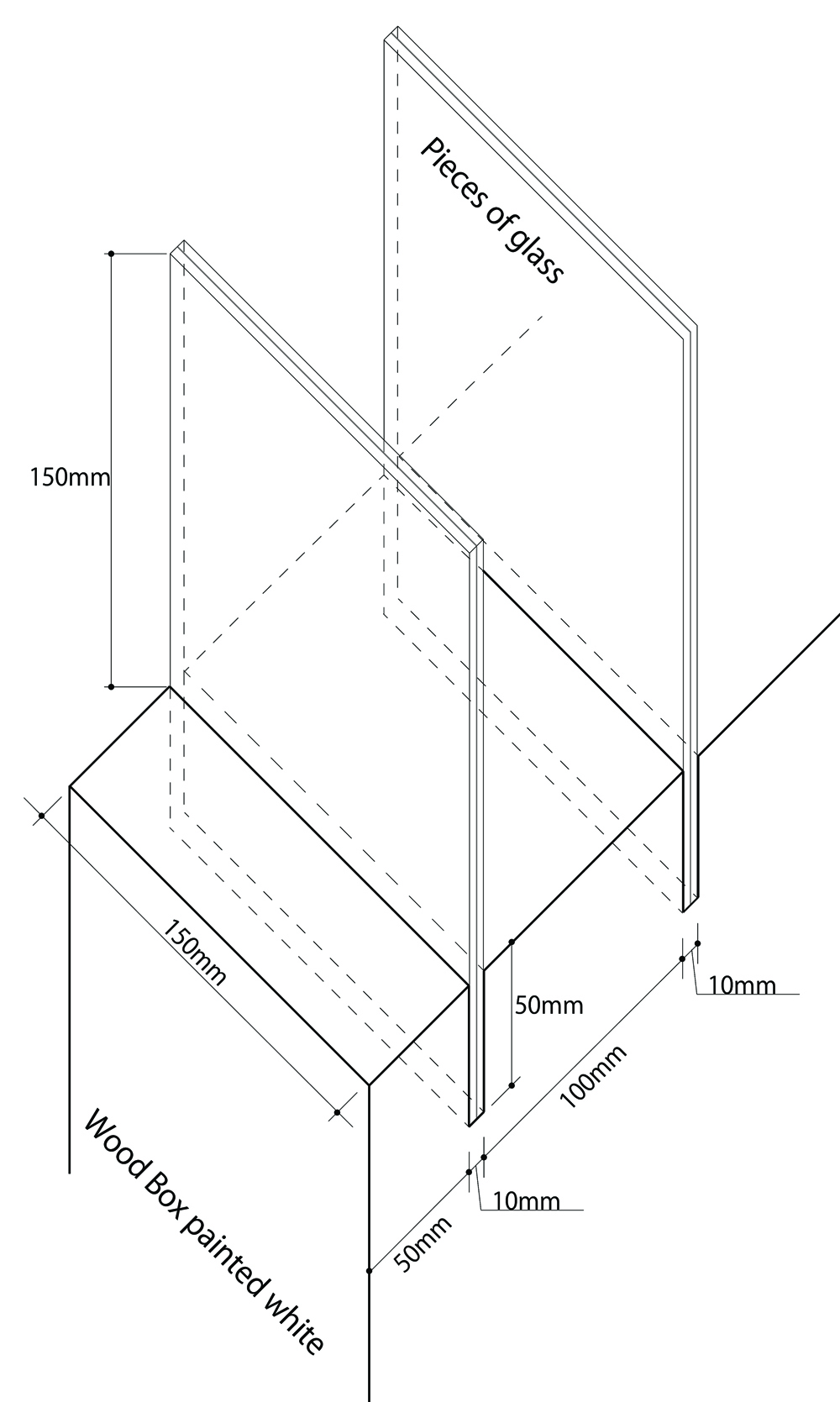 Wooden pedestal axonometric view