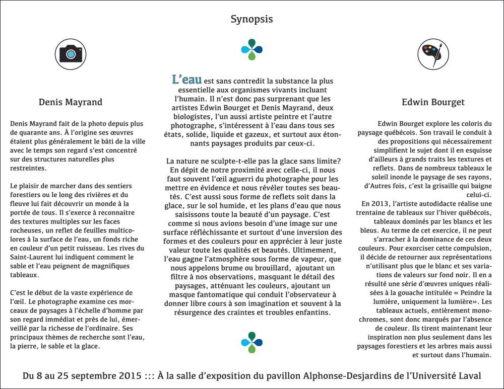 Synopsis of Reflets & Brouillard Exhibition - Back