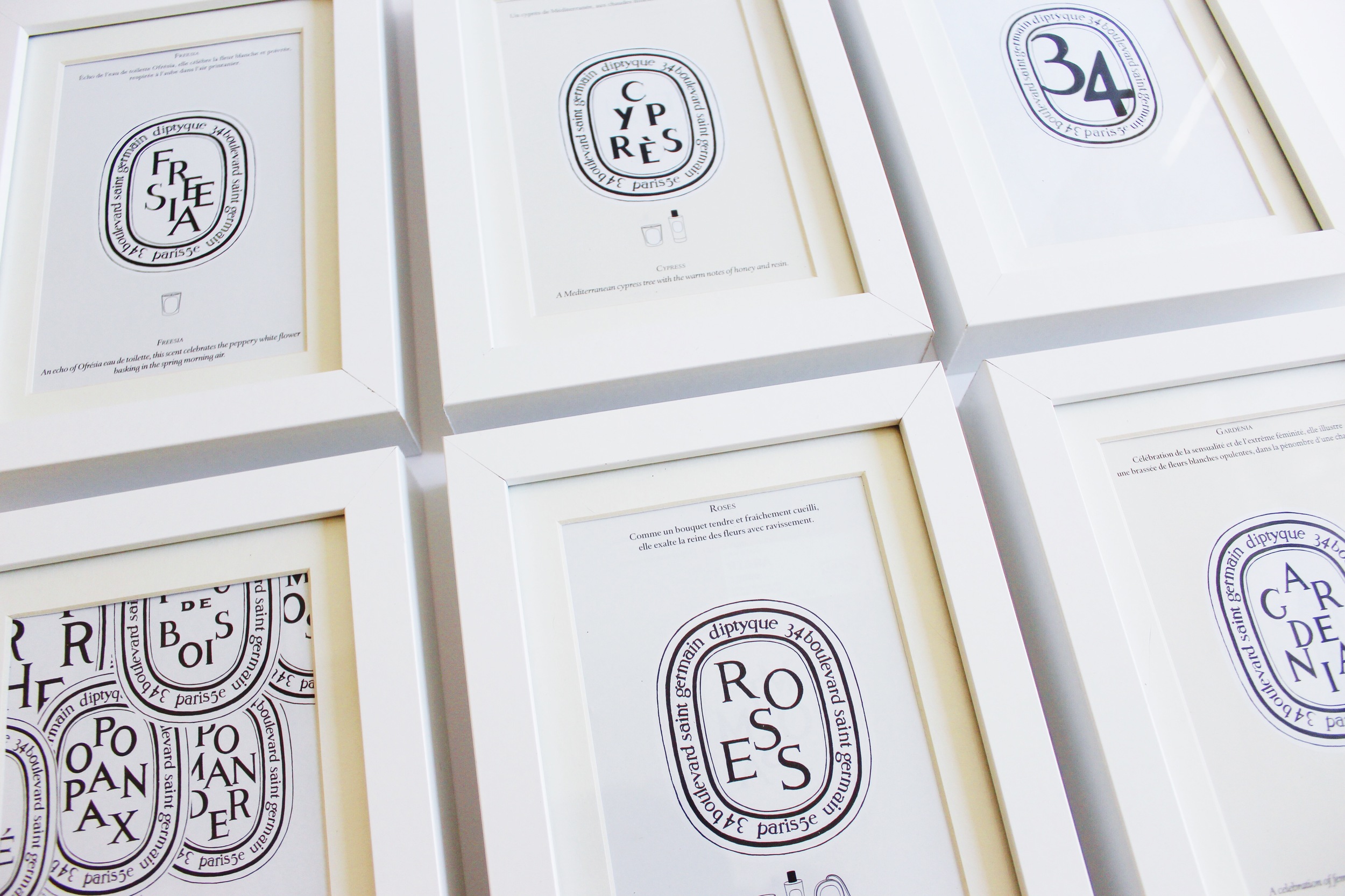 A Diptyque DIY - Diptyque candle labels get new life as wall art - an easy, inexpensive craft project | Sundays and Somedays
