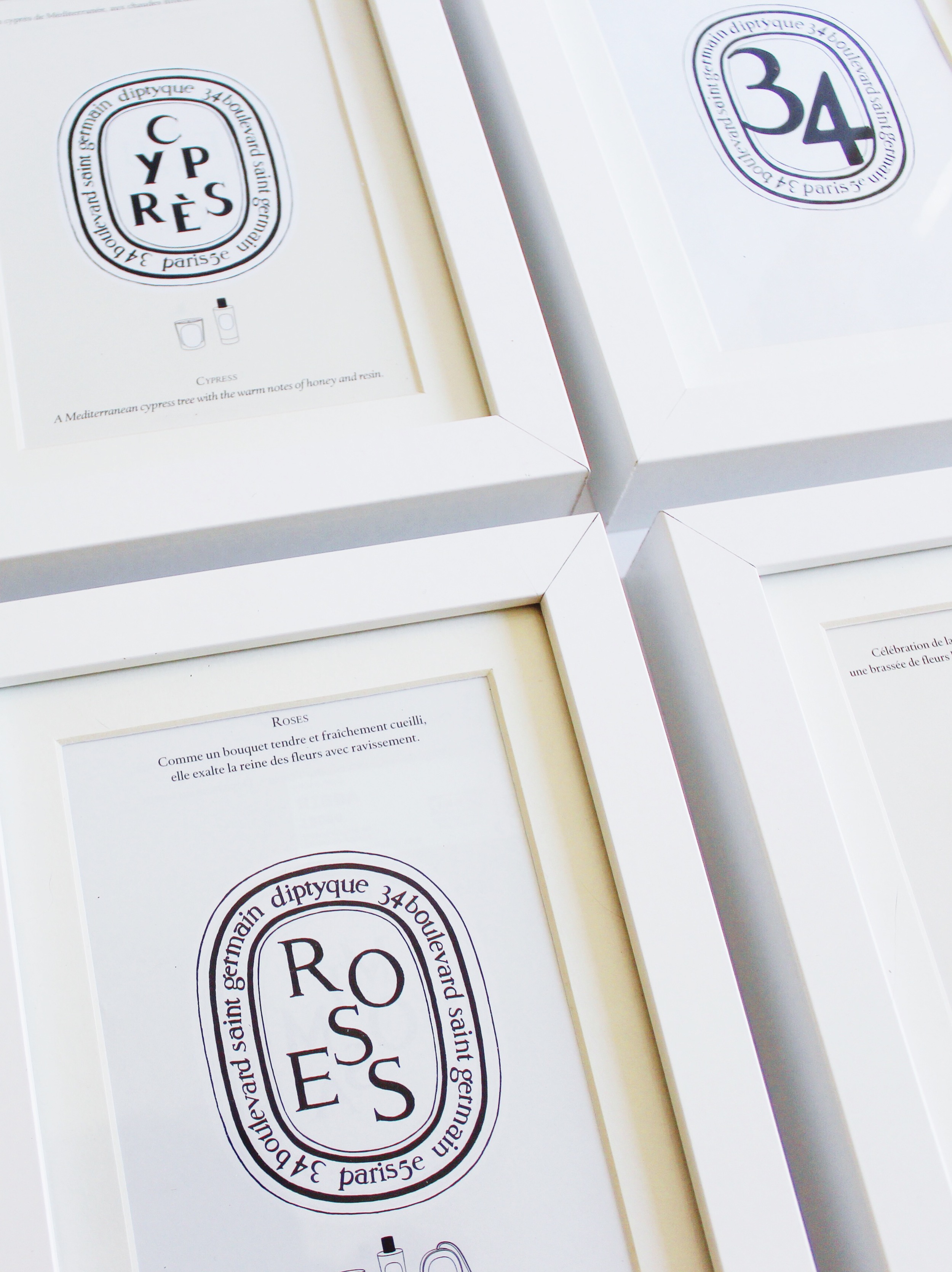 A Diptyque DIY - Diptyque candle labels get new life as wall art - an easy, inexpensive craft project | Sundays and Somedays