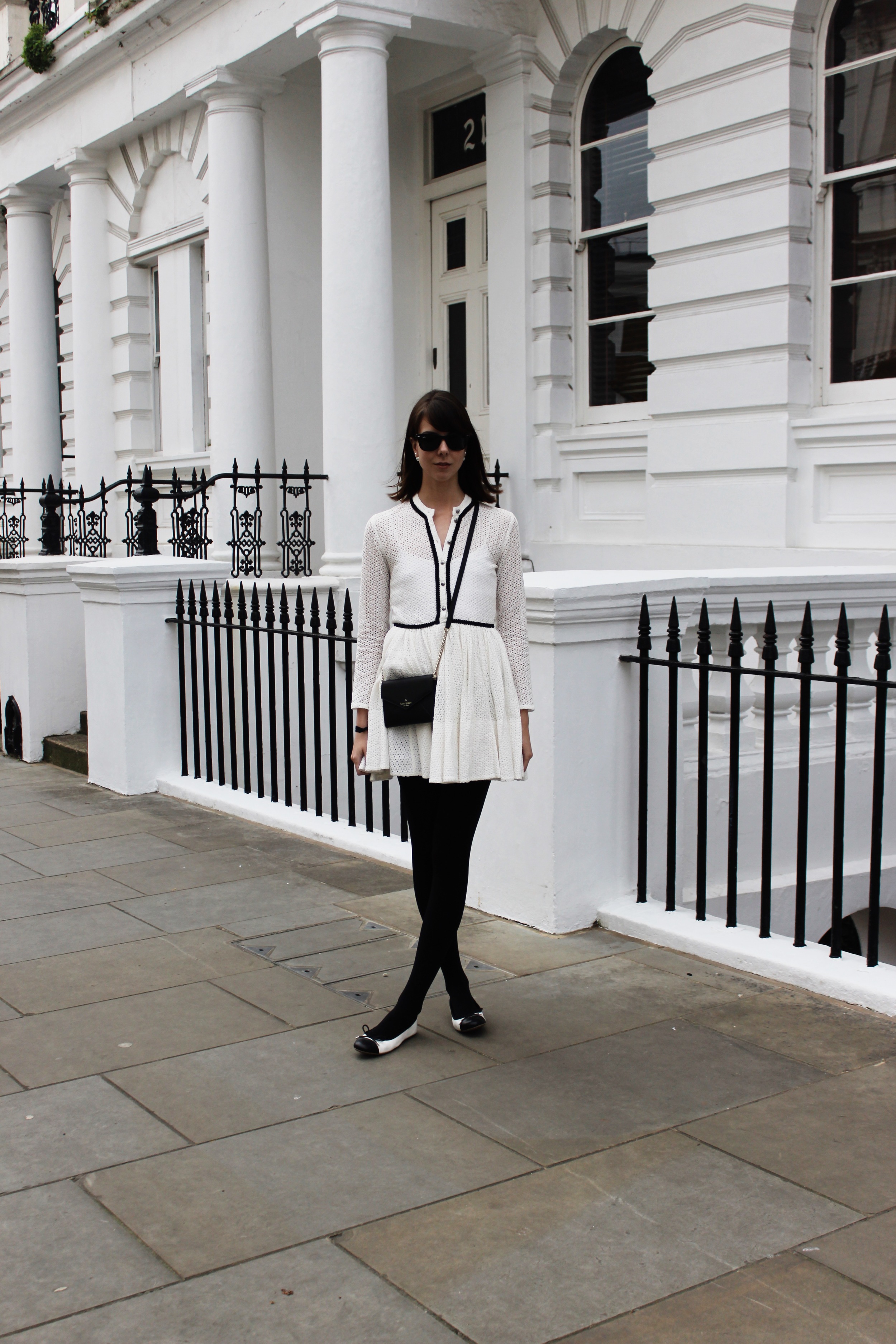Lace in London - Maje Dress, Kate Spade Crossbody | Sundays and Somedays
