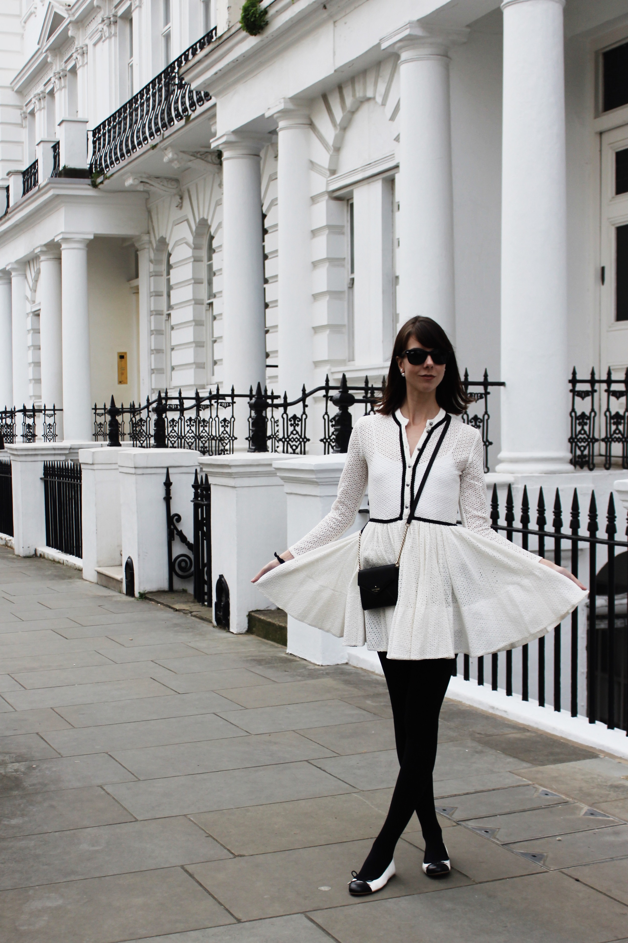Lace in London - Maje Dress, Kate Spade Crossbody | Sundays and Somedays