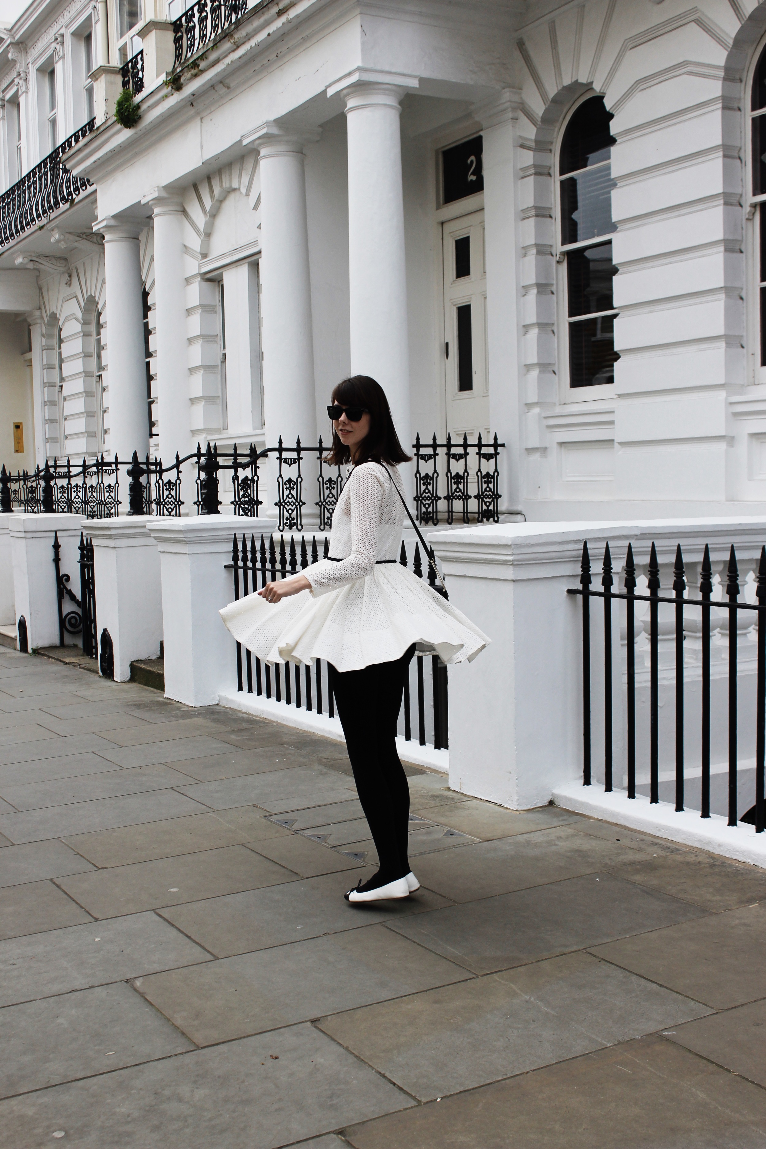 Lace in London - Maje Dress, Kate Spade Crossbody | Sundays and Somedays