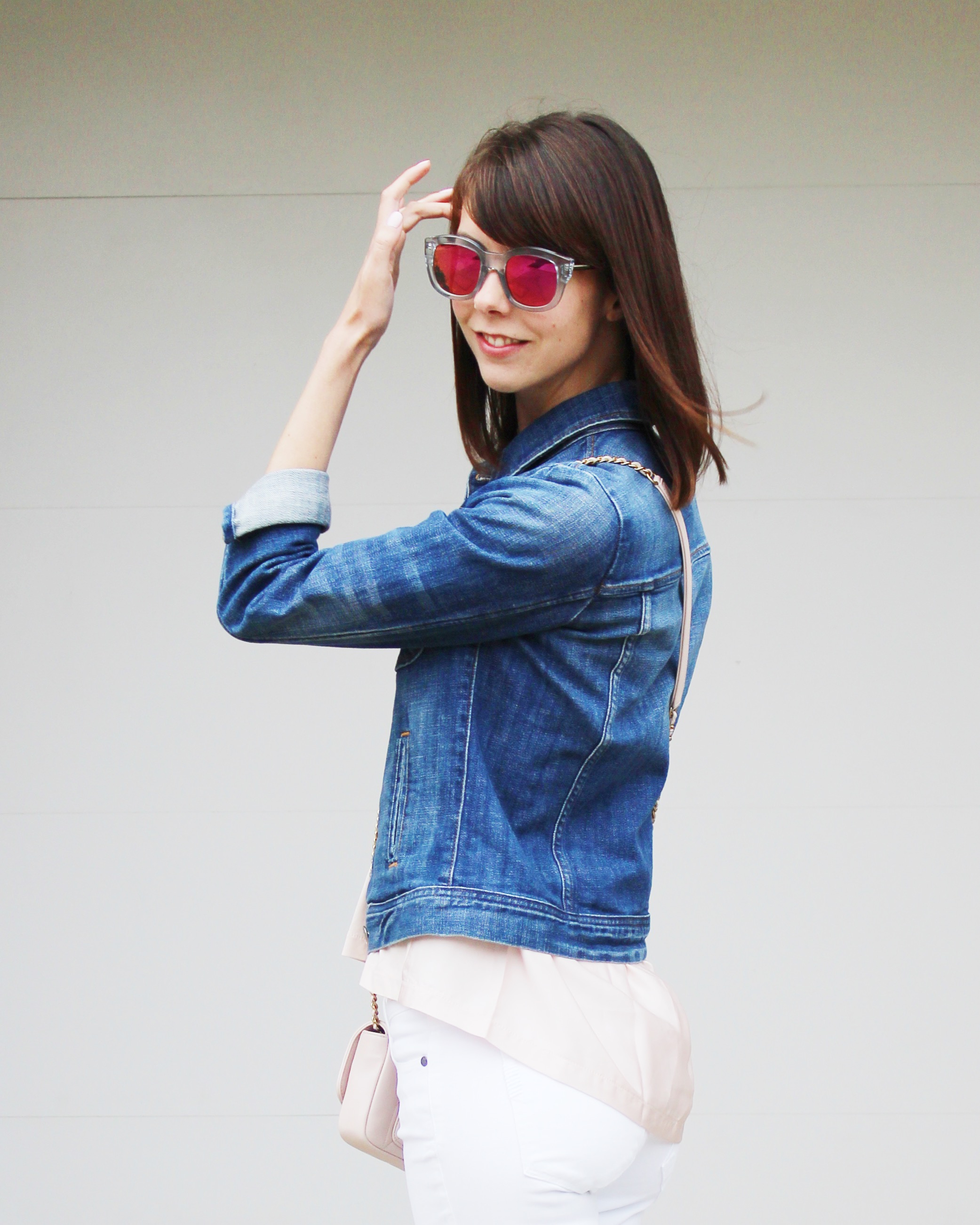 A Touch of Blush - Denim Jacket | Sundays and Somedays