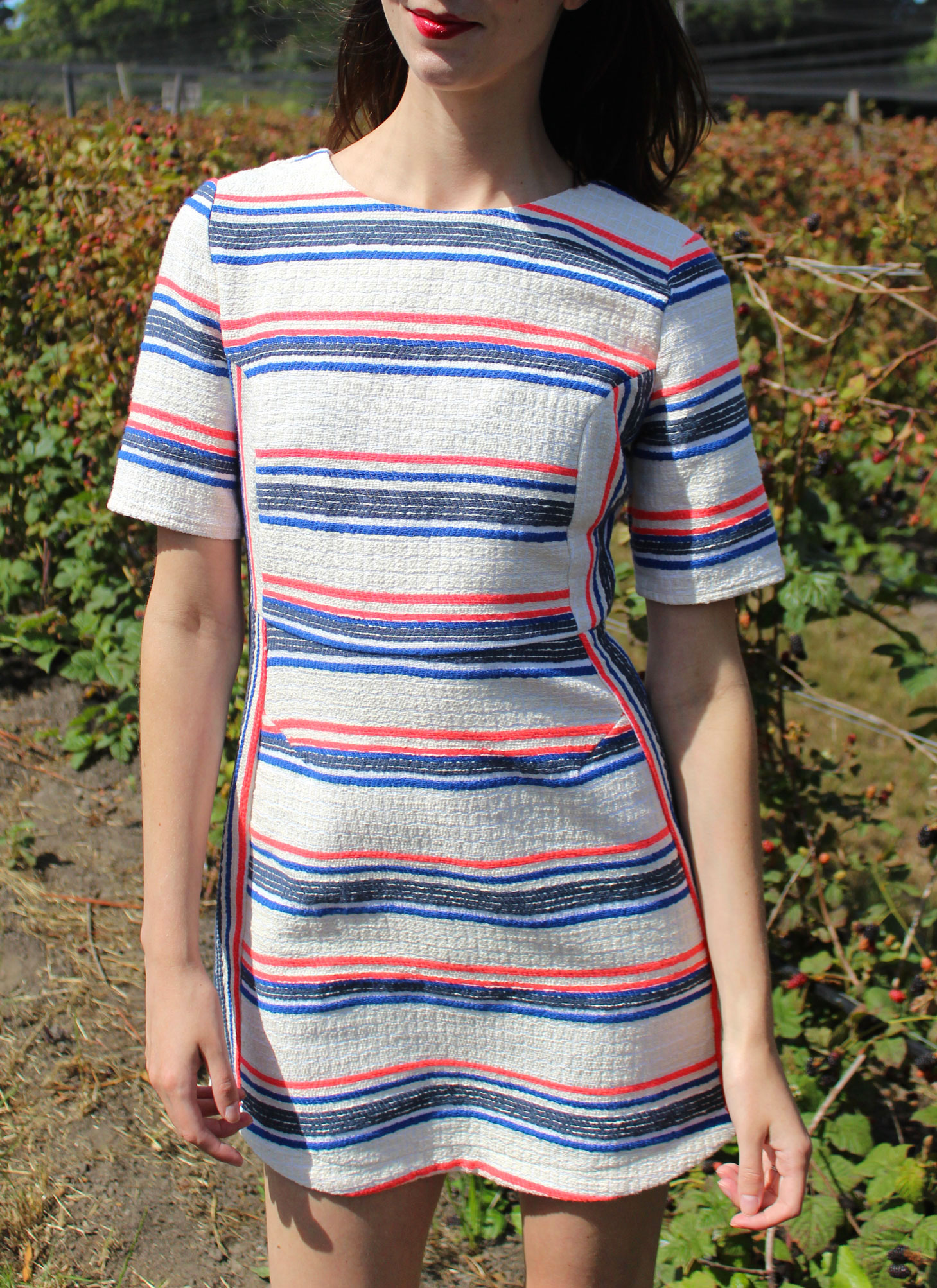 Red, white and blue striped shift dress from Topshop - less than $100 | Sundays and Somedays