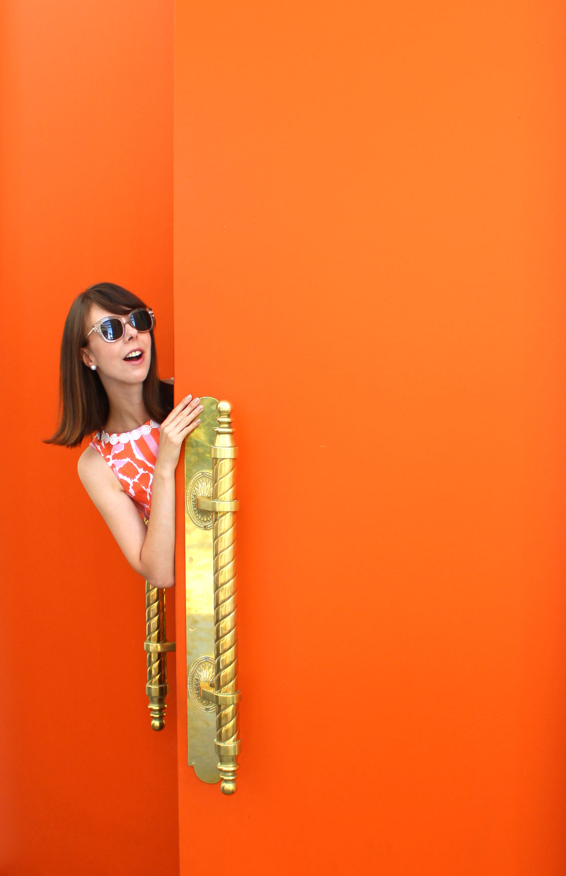 Orange you glad? Wearing the loveliest Lilly for Target giraffe print shift dress.