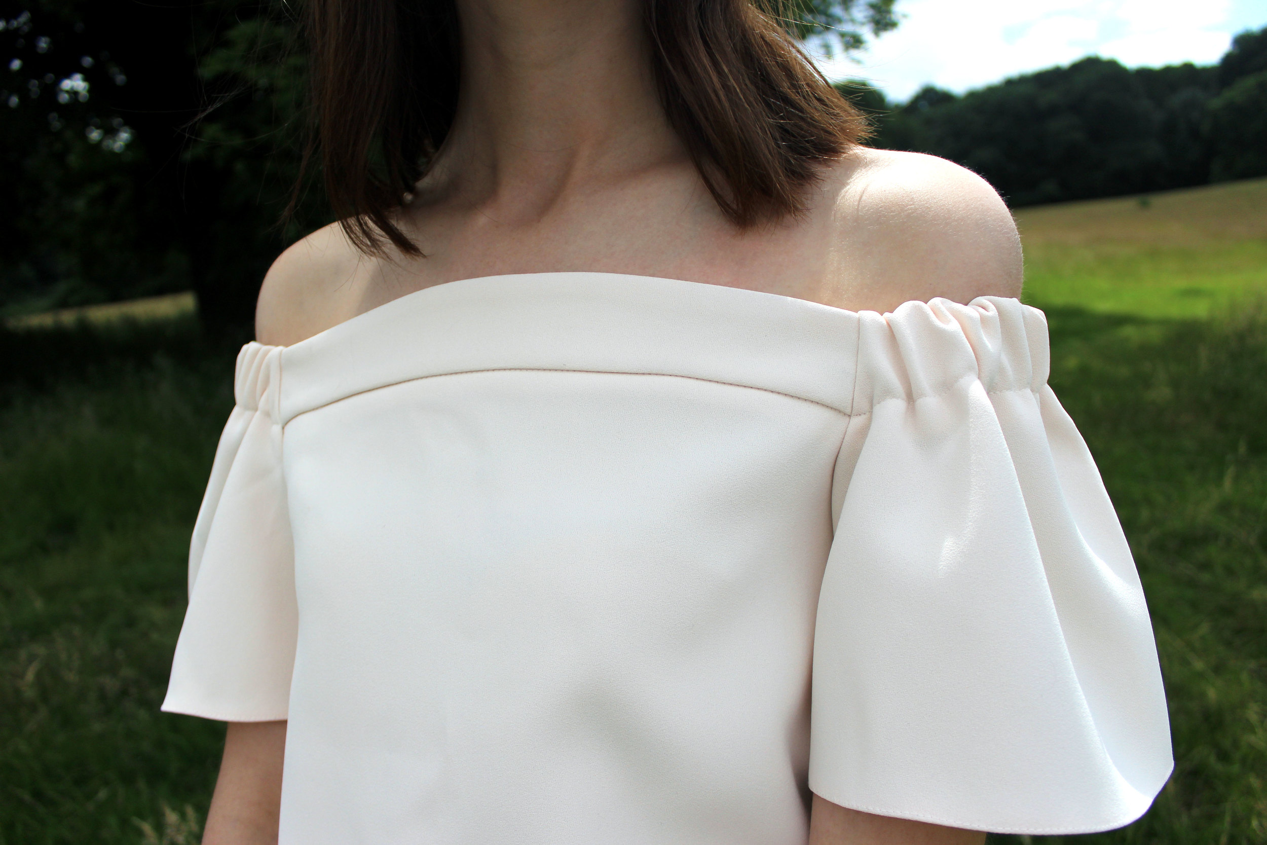 Topshop blush pink off the shoulder Bardot top