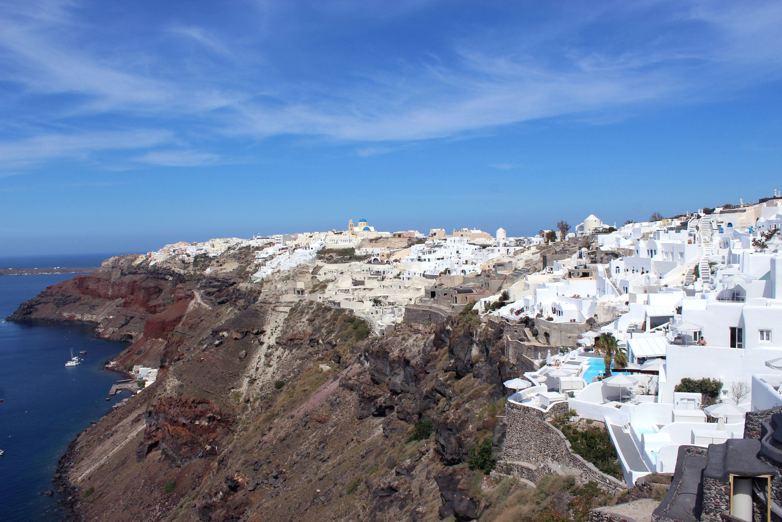 The view from our room at the Ikies Hotel in Santorini, Greece.