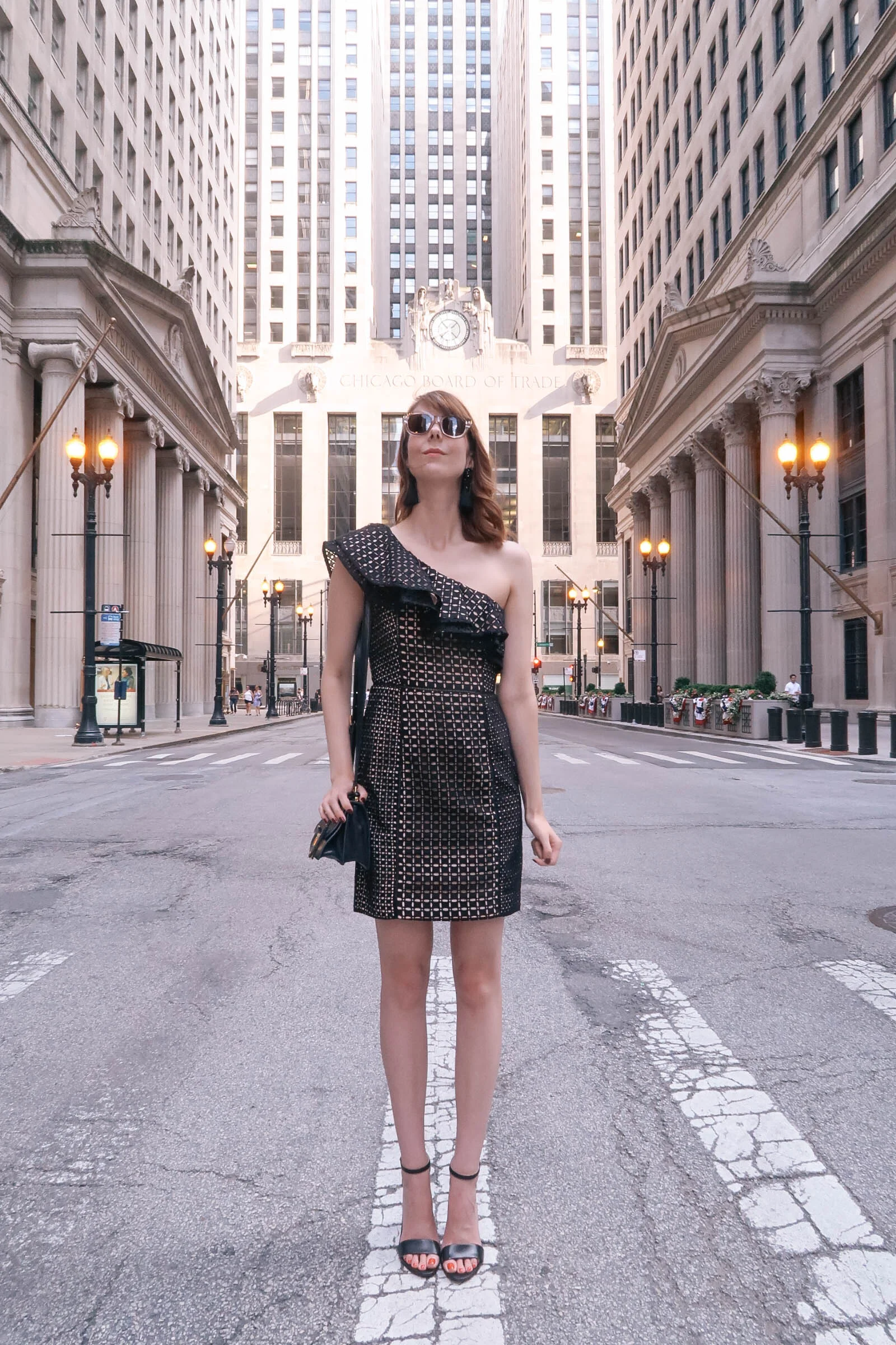 J.Crew one shoulder dress, Sam Edelman Heels, Topshop beaded earrings| A City Wedding in Chicago | Sundays and Somedays