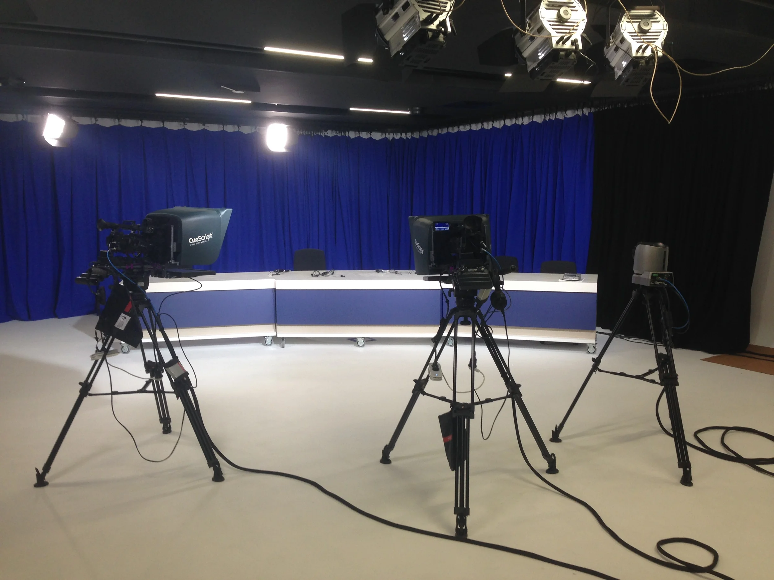 Cuescript prompters in the studio at monash university