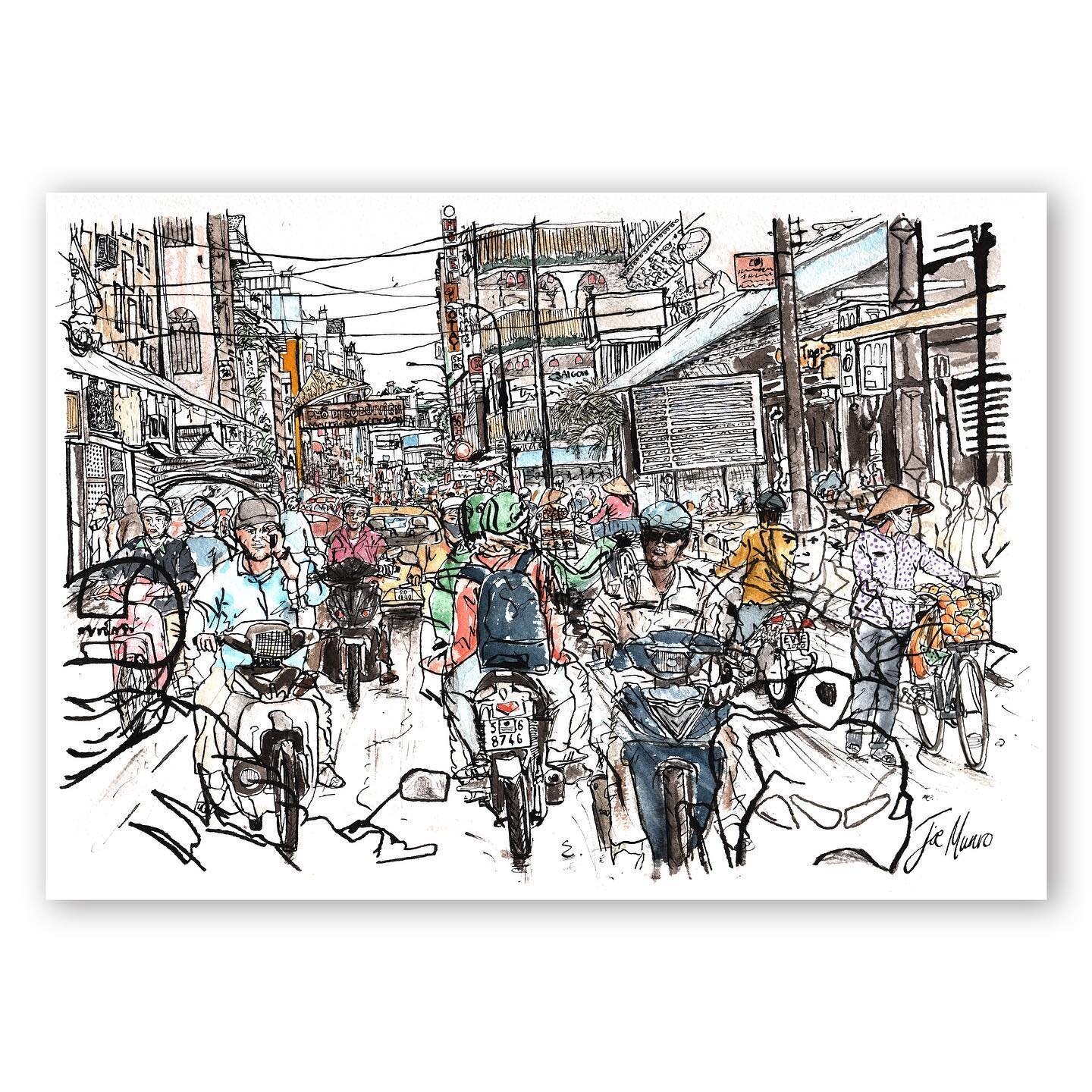 Recently finished this piece, a energetic Vietnamese street using a collection of drawings and photos from travelling across the country a few years ago. 🇻🇳🛵
.
.
.
.
.
.
.
.
.
#vietnam #vietnamtravel #vietnamese #việtnam #vietnamtrip #vietnamese
