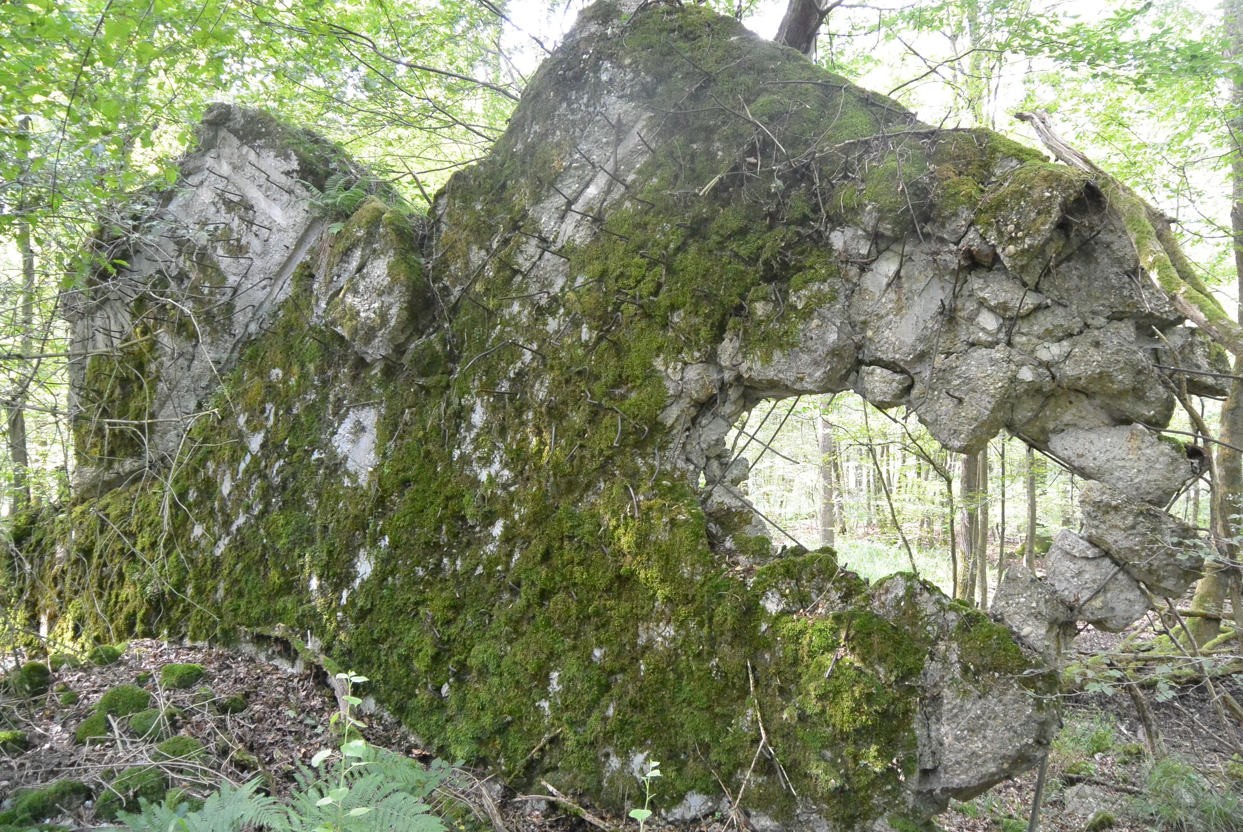 Blown-up bunker roof from World War II