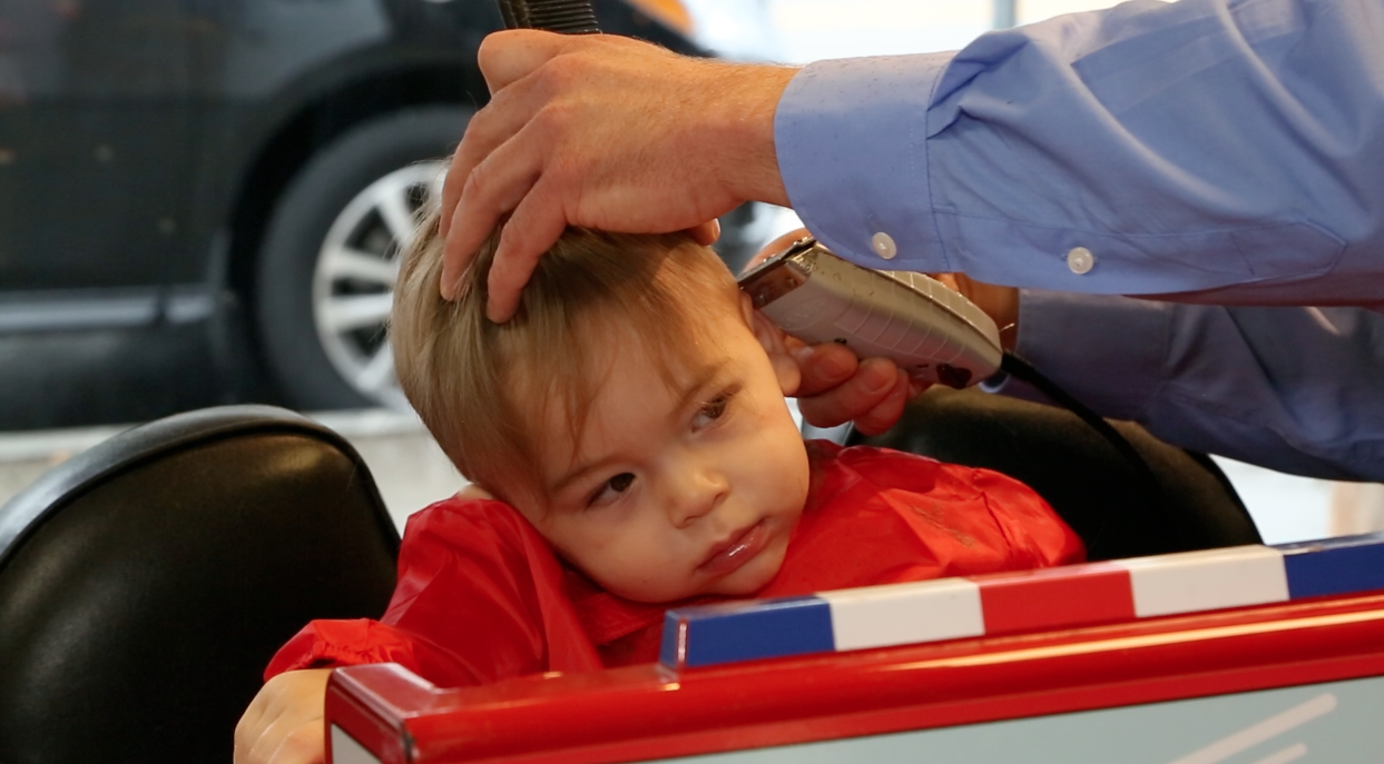 Keep it Brief- All stylist/barbers want to give the best haircut possible, however children have a short attention span. Most of the time it is best to try to get the haircut done in a quick manner (12-15 min) so the child can leave having had a comfortable experience. For the first few haircuts recommend keeping the haircuts simple and as the child grows and gets more familiar with the establishment and haircut process they will be more able to sit still for more detailed haircuts. 