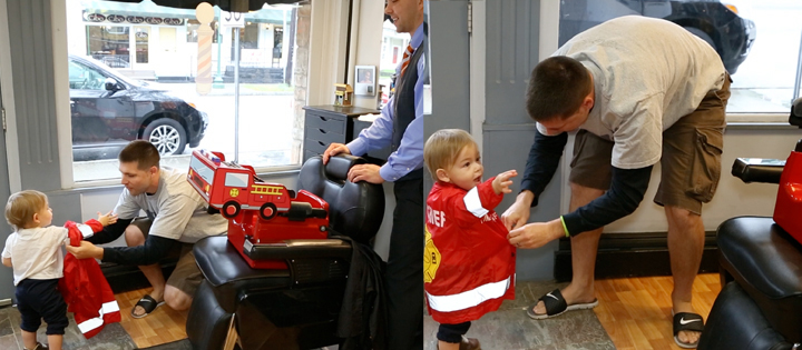 The parent or guardian should put the jacket on the child and secure them into the seat, it's better to have someone familiar do it instead of the stylist who is still a stranger. • Let the barber or hair stylist offer your child a lollipop during or after his or her first haircut to make the experience more enjoyable. Although at Imagination Booster we don’t encourage small children to consume high-fructose corn syrup, a lollipop can be an effective way to pacify a child. The less often the child gets the treat, the more special it will seem during the haircut. 