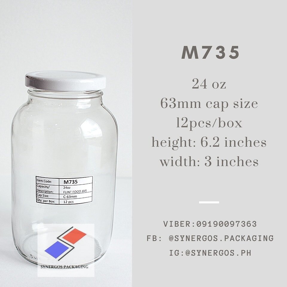 Dear Valued Customers,

This is M735 Flint Food Jar!

📏 Height: 6.2 in
📐 Width: 3 in
📦 12 pcs per box

Message us to inquire and order the M735
Here are our contact numbers and store hours:
Mobile: 0919 009 7363
Landline: 8359 6527
Store Hours:
Mo